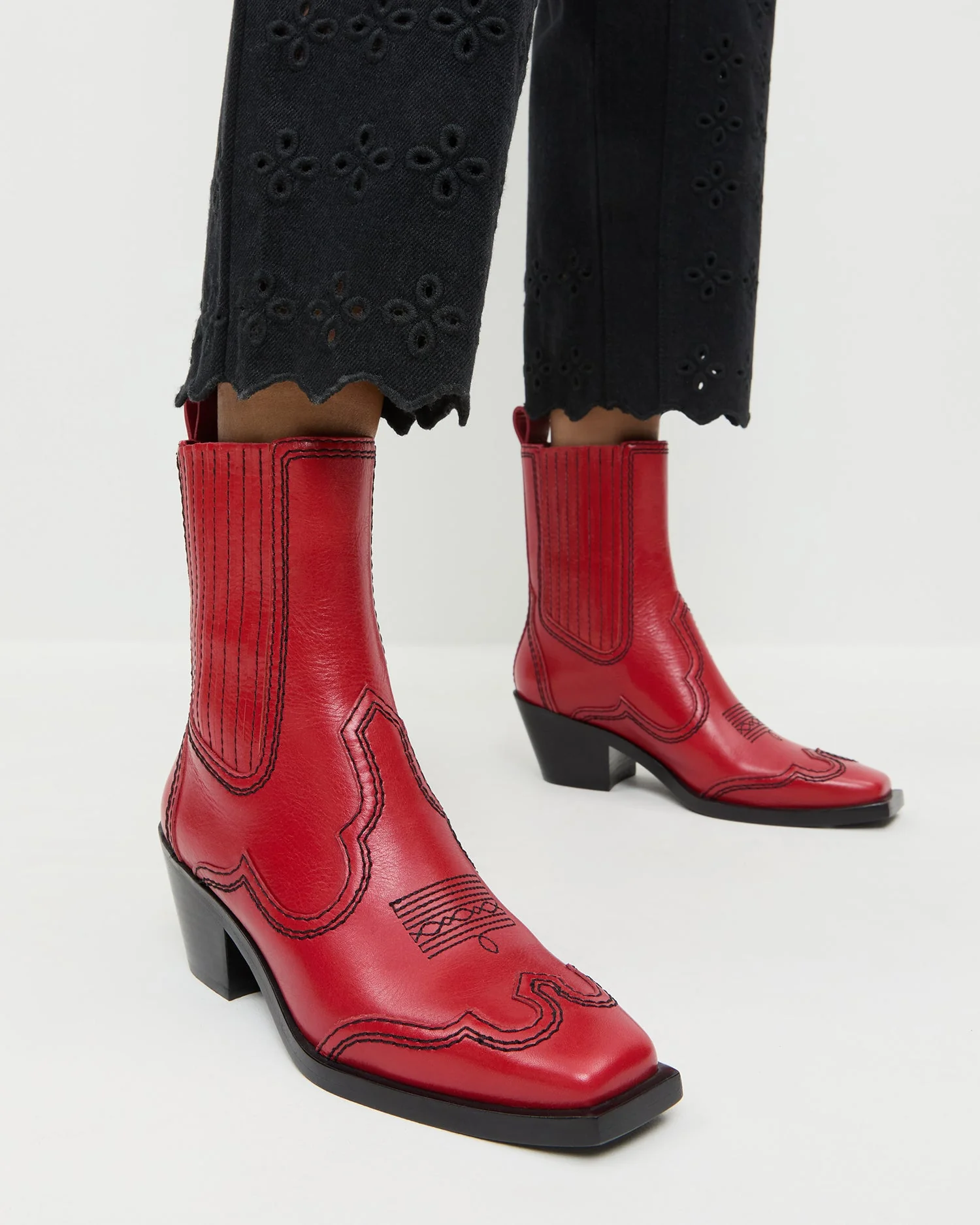 Loeffler Randall - Agnes Red Leather Western Boot - Image 2