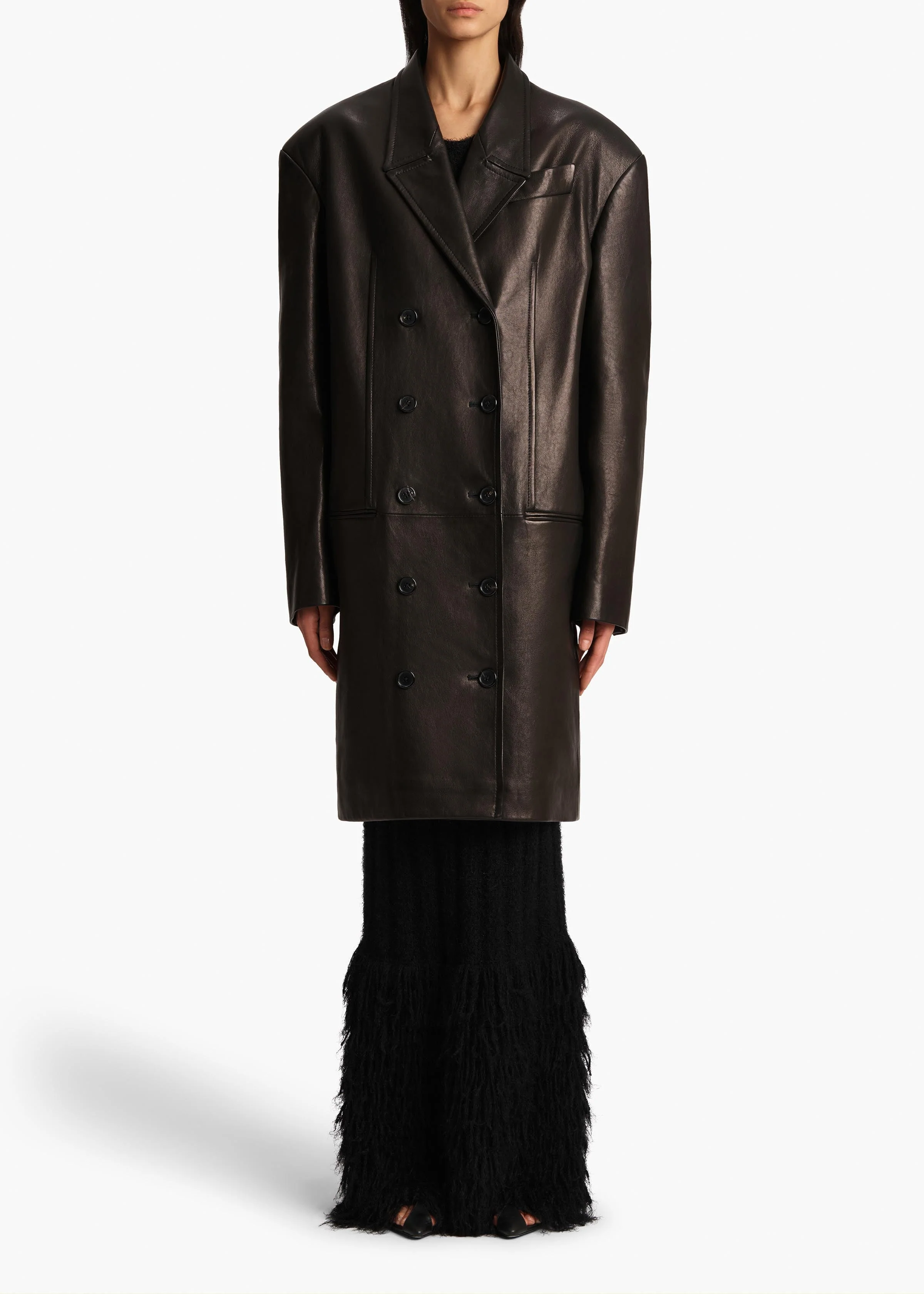 Khaite - Andors Coat in Black Leather - Image 10