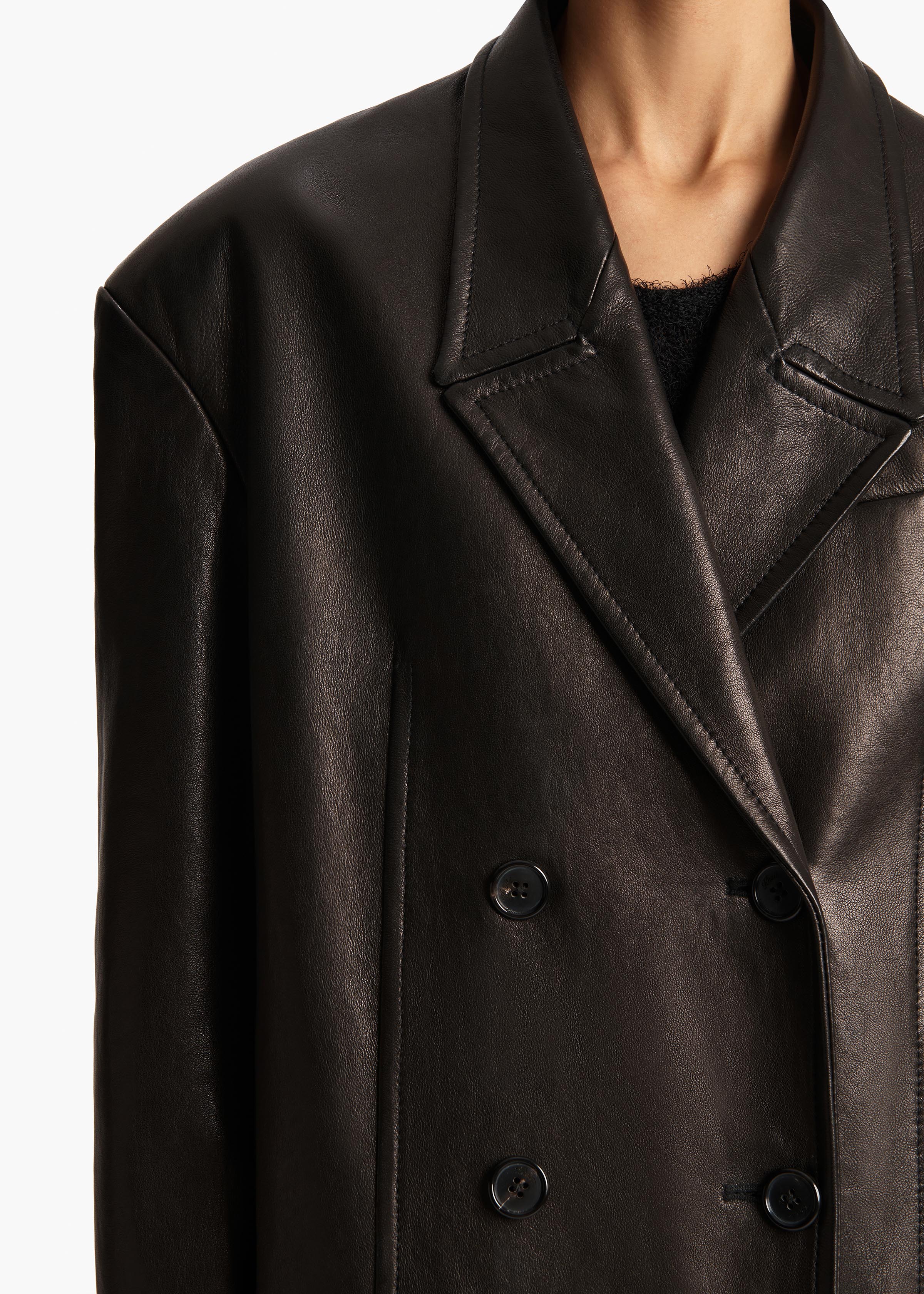 Khaite - Andors Coat in Black Leather - Image 5