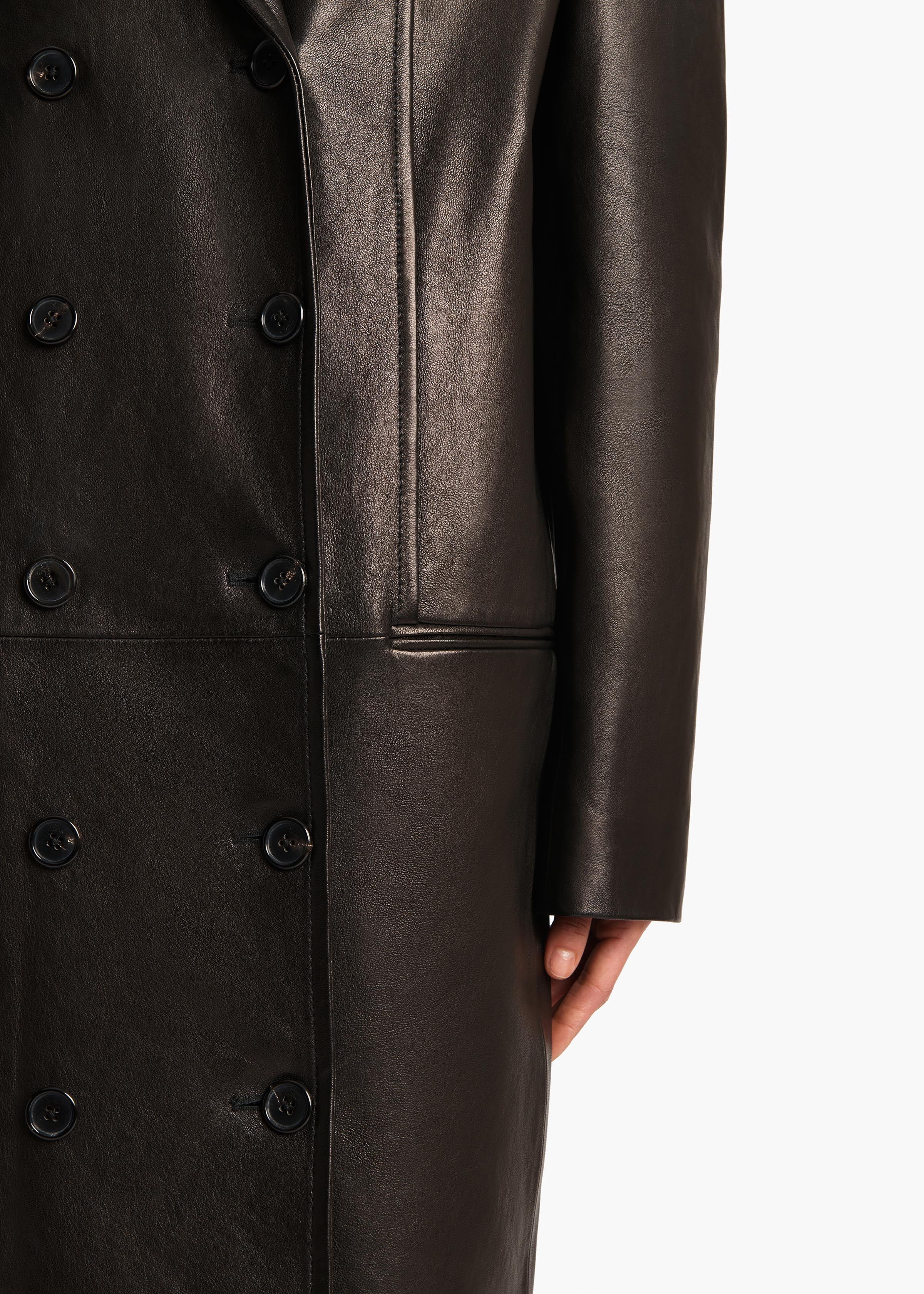 Khaite - Andors Coat in Black Leather - Image 6
