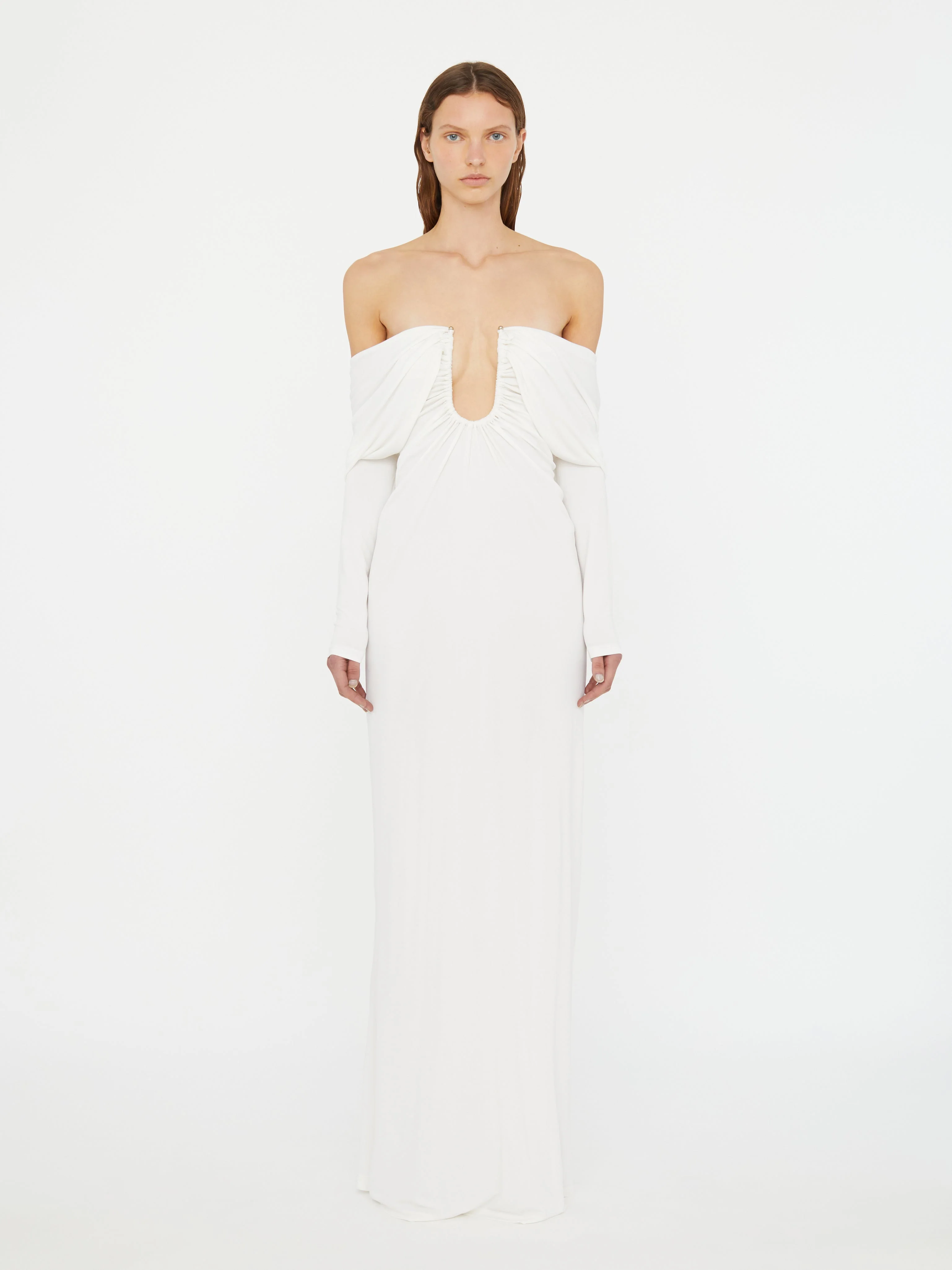 Christopher Esber - Arced Palm Strapless Shawl Gown