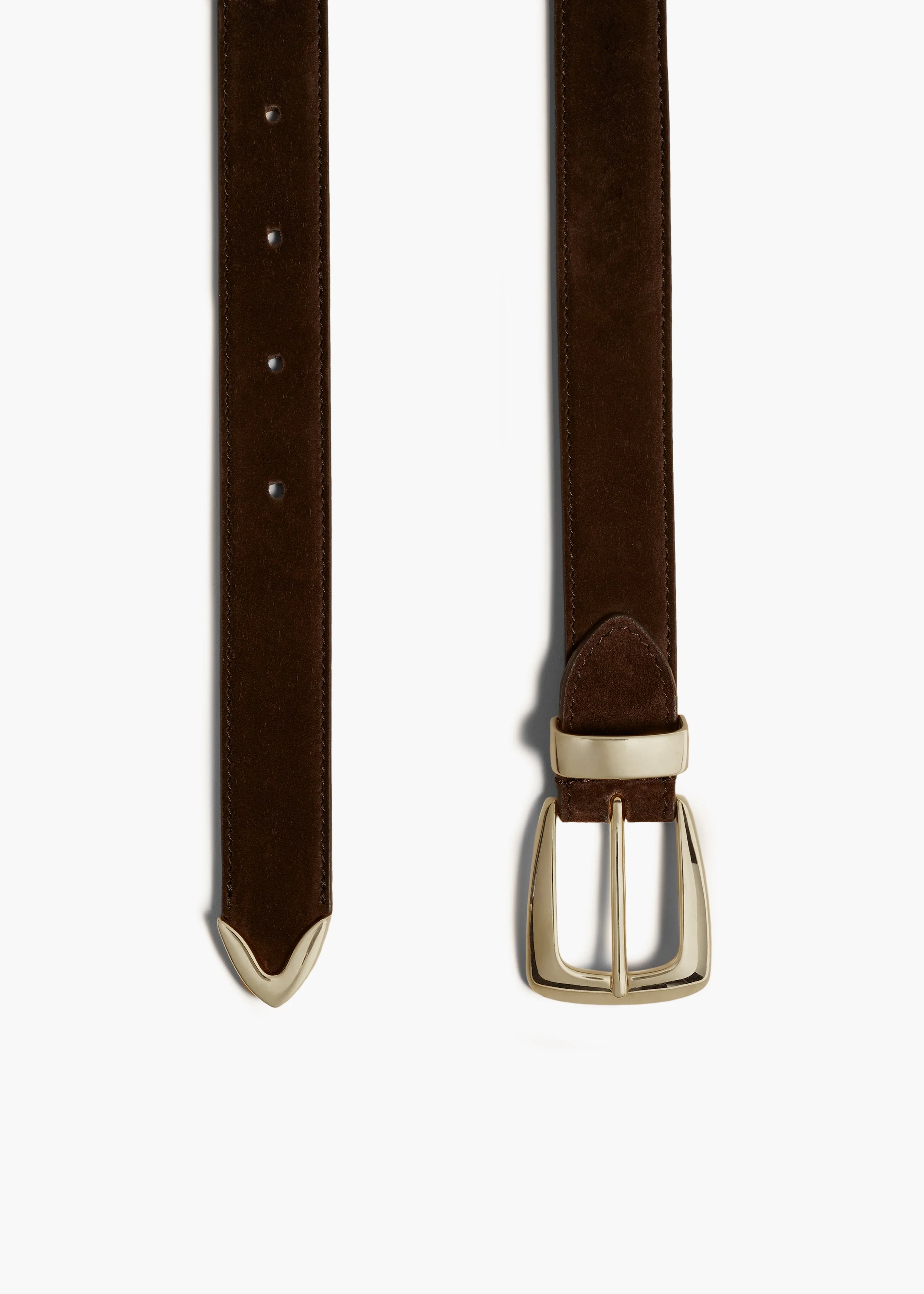 Khaite - Benny Belt in Coffee Suede with Gold - Image 2