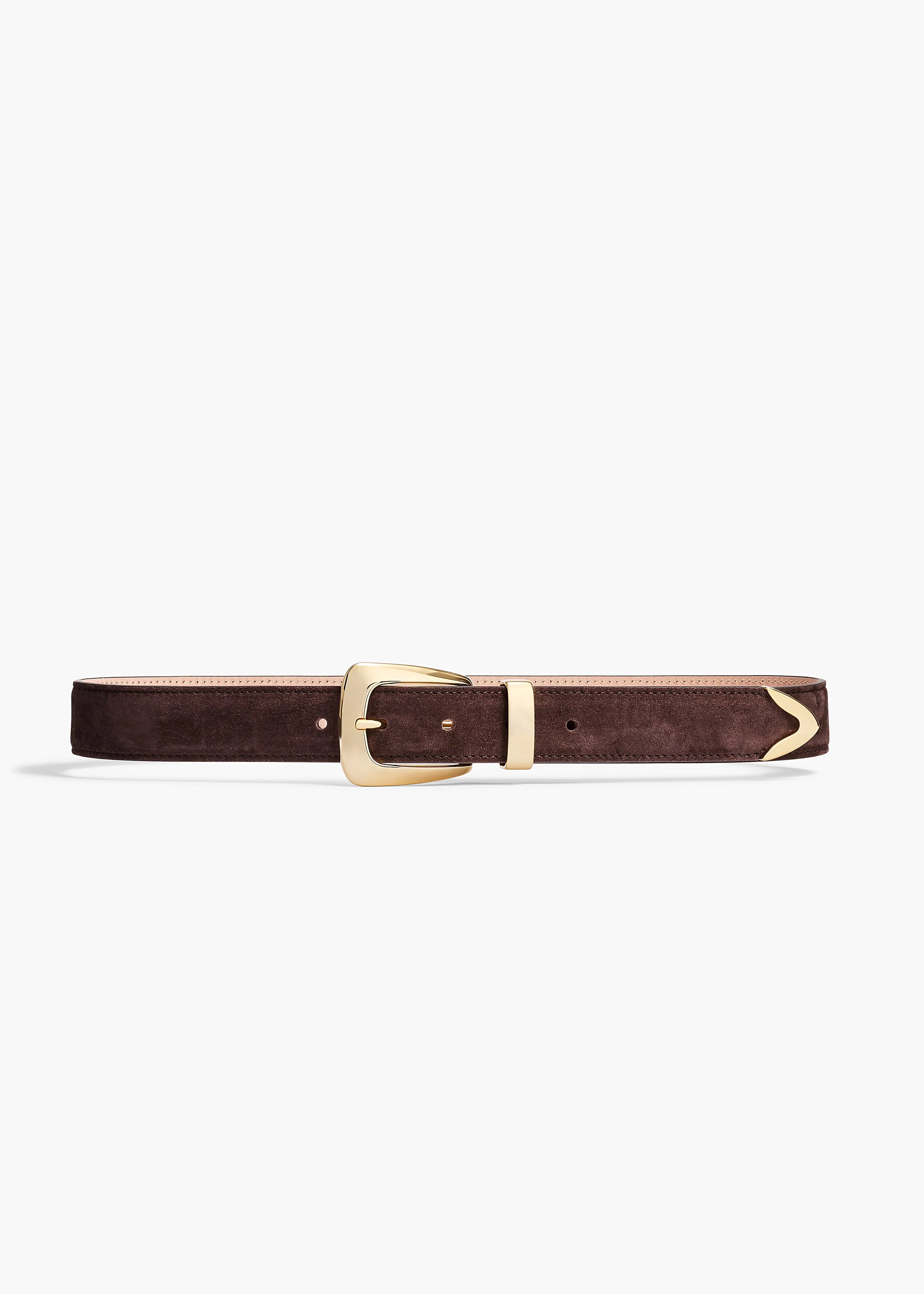 Khaite - Benny Belt in Coffee Suede with Gold - Image 5