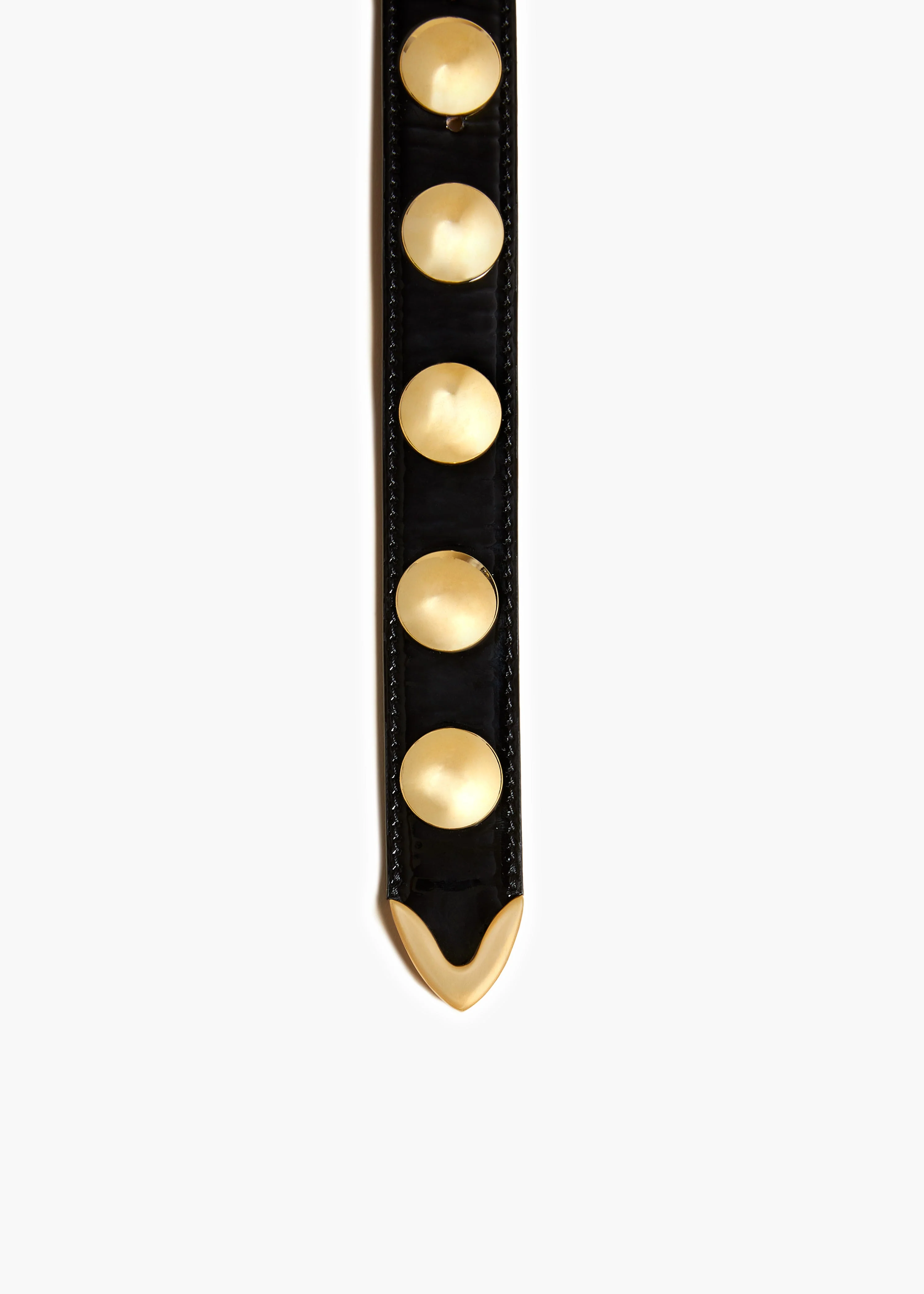 Khaite - Benny Belt with Studs in Black Patent Leather and Gold - Image 7