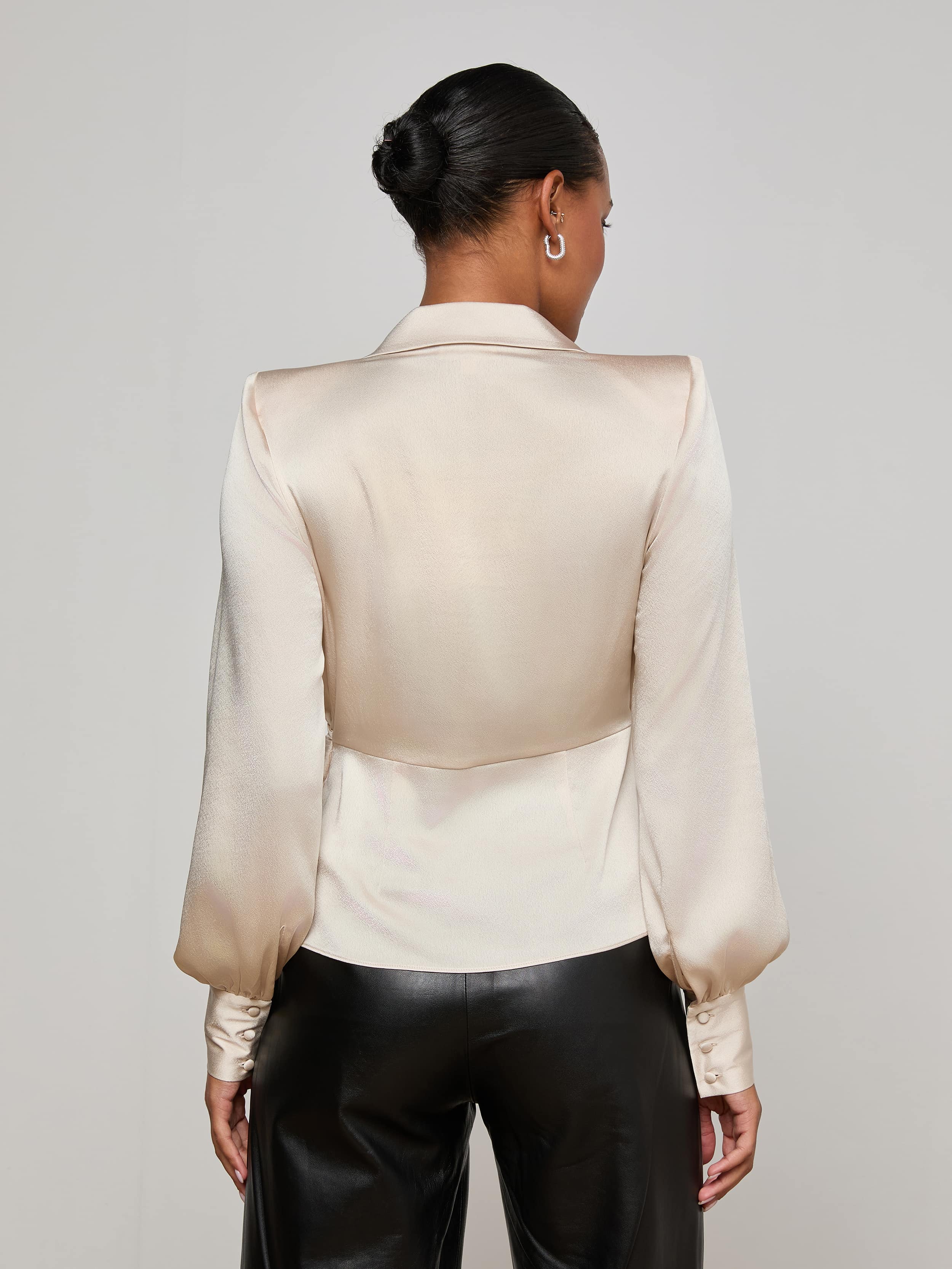 L'AGENCE - Bernice Satin Wrap Blouse - Image 5