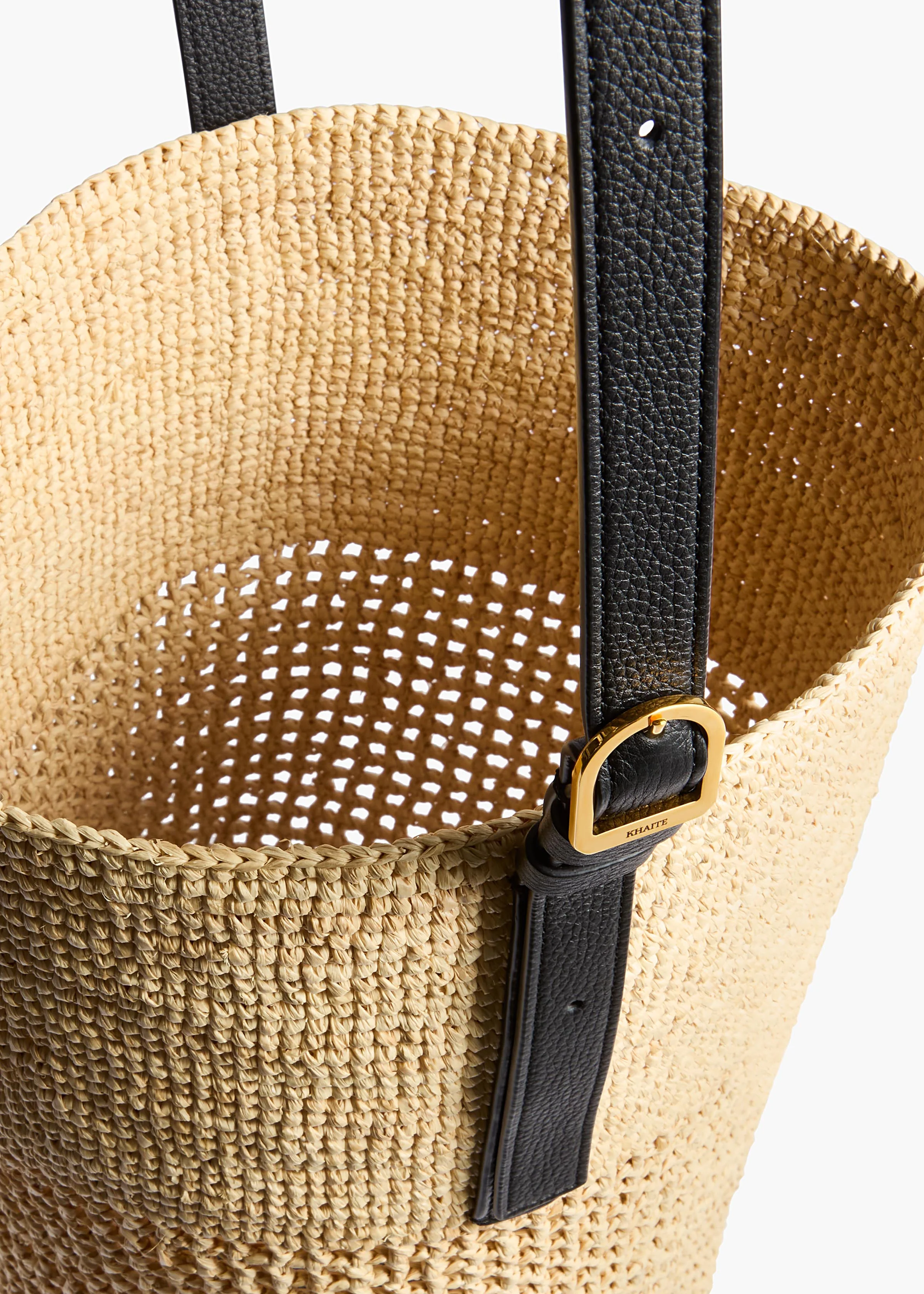 Khaite - Billie Bucket Bag in Natural and Lead Raffia - Image 3