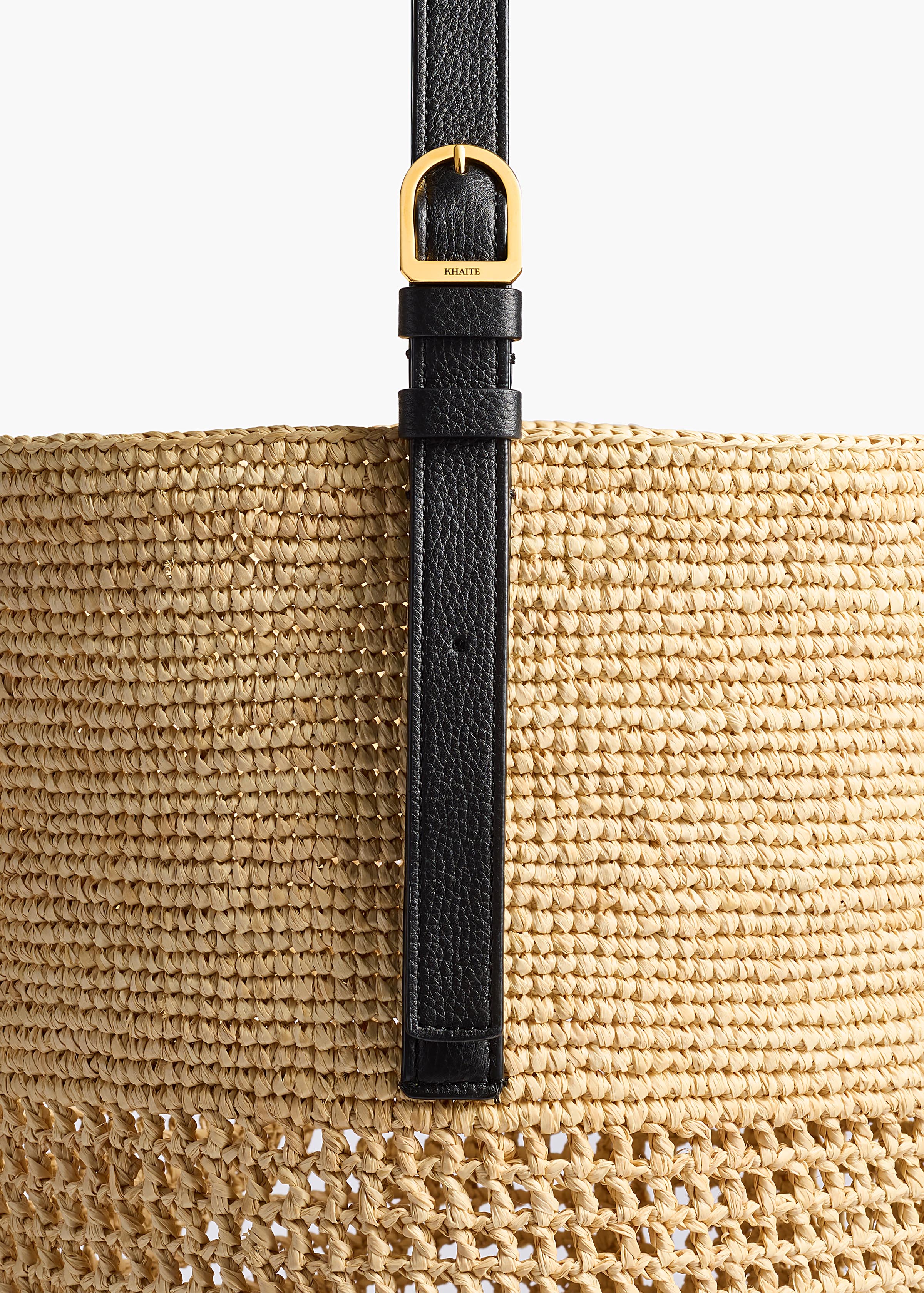 Khaite - Billie Bucket Bag in Natural and Lead Raffia - Image 4