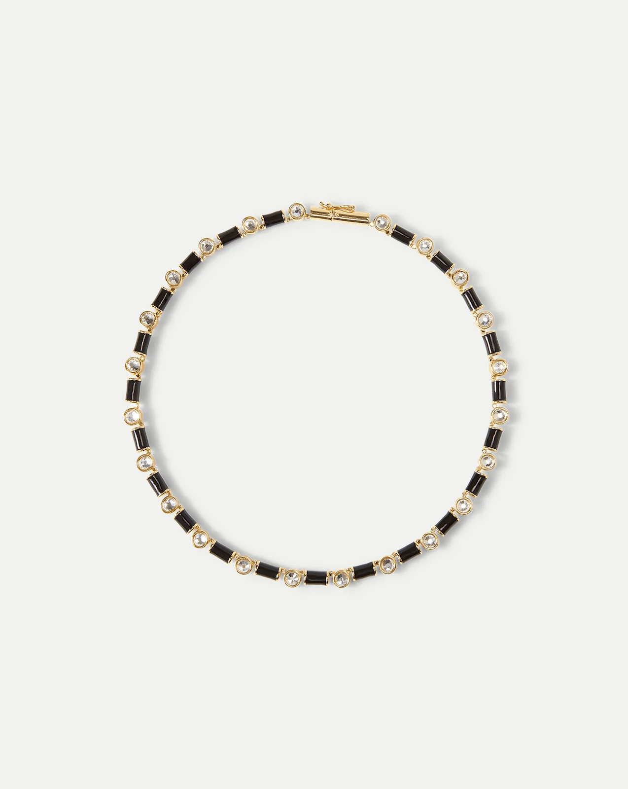 Veronica Beard - Black Enamel and Crystal Barrel Necklace