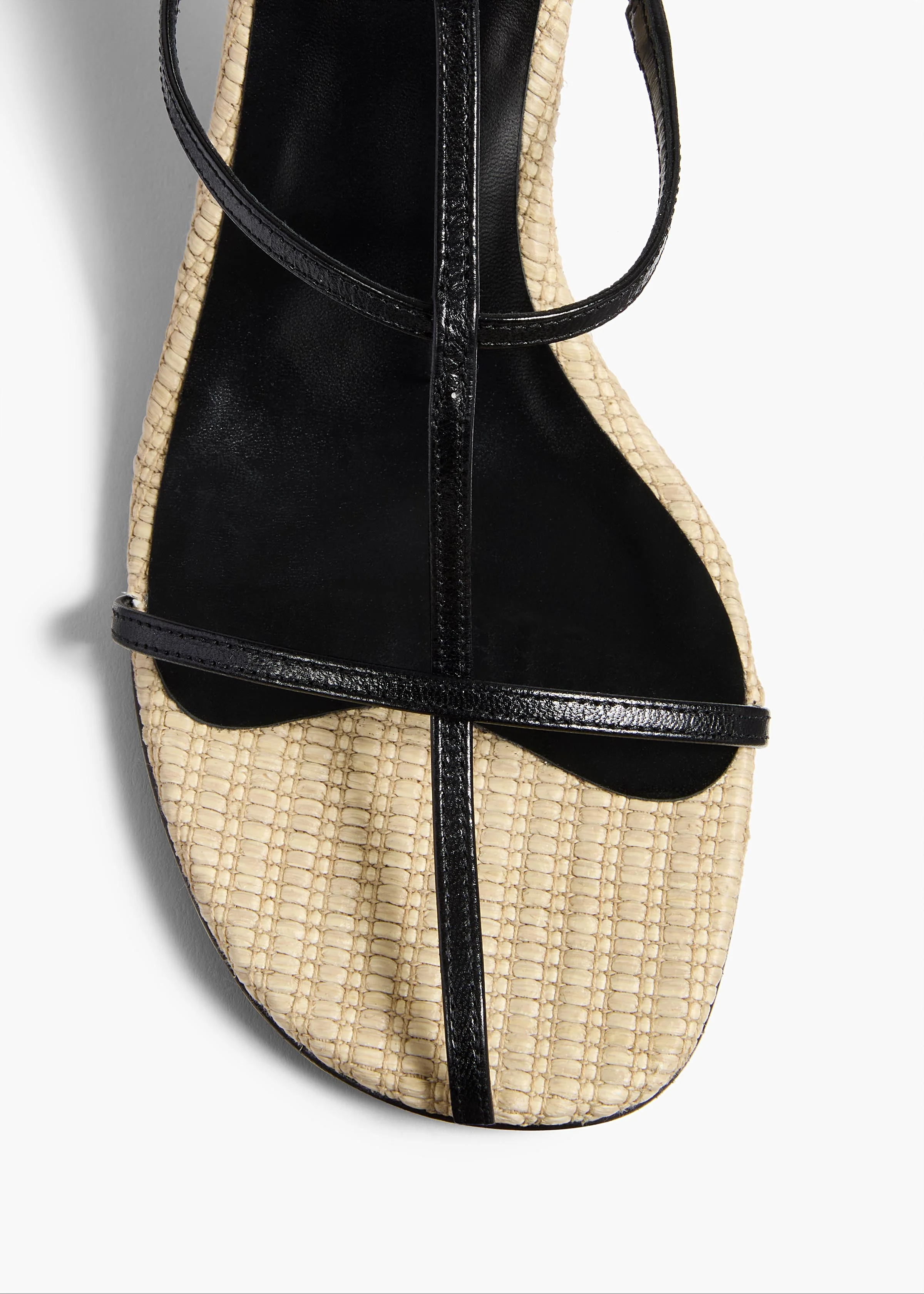 Khaite - Cage Sandal in Natural Raffia with Black Leather - Image 10