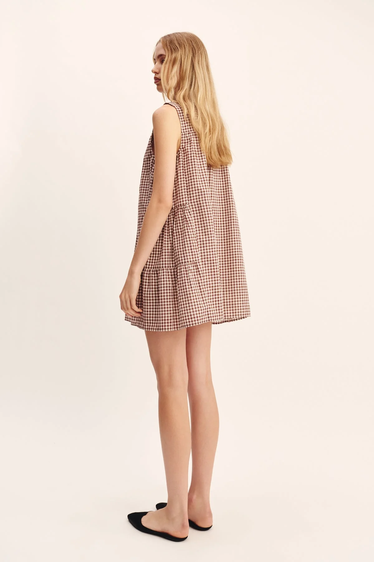 Posse - CALLIE SHIFT DRESS - PETITE MOCHA GINGHAM - Image 8