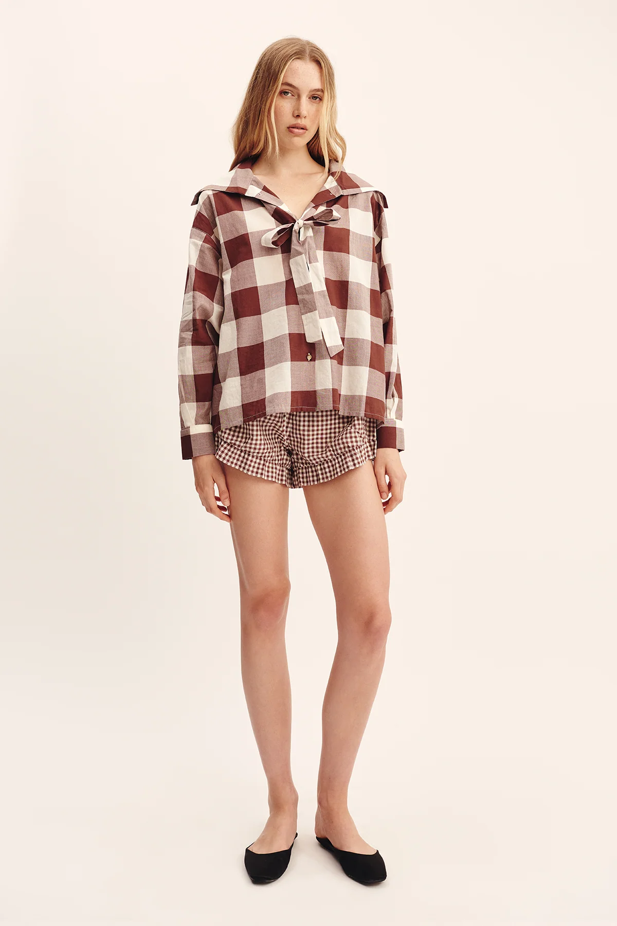 Posse - CALLIE SHIRT - MOCHA GINGHAM
