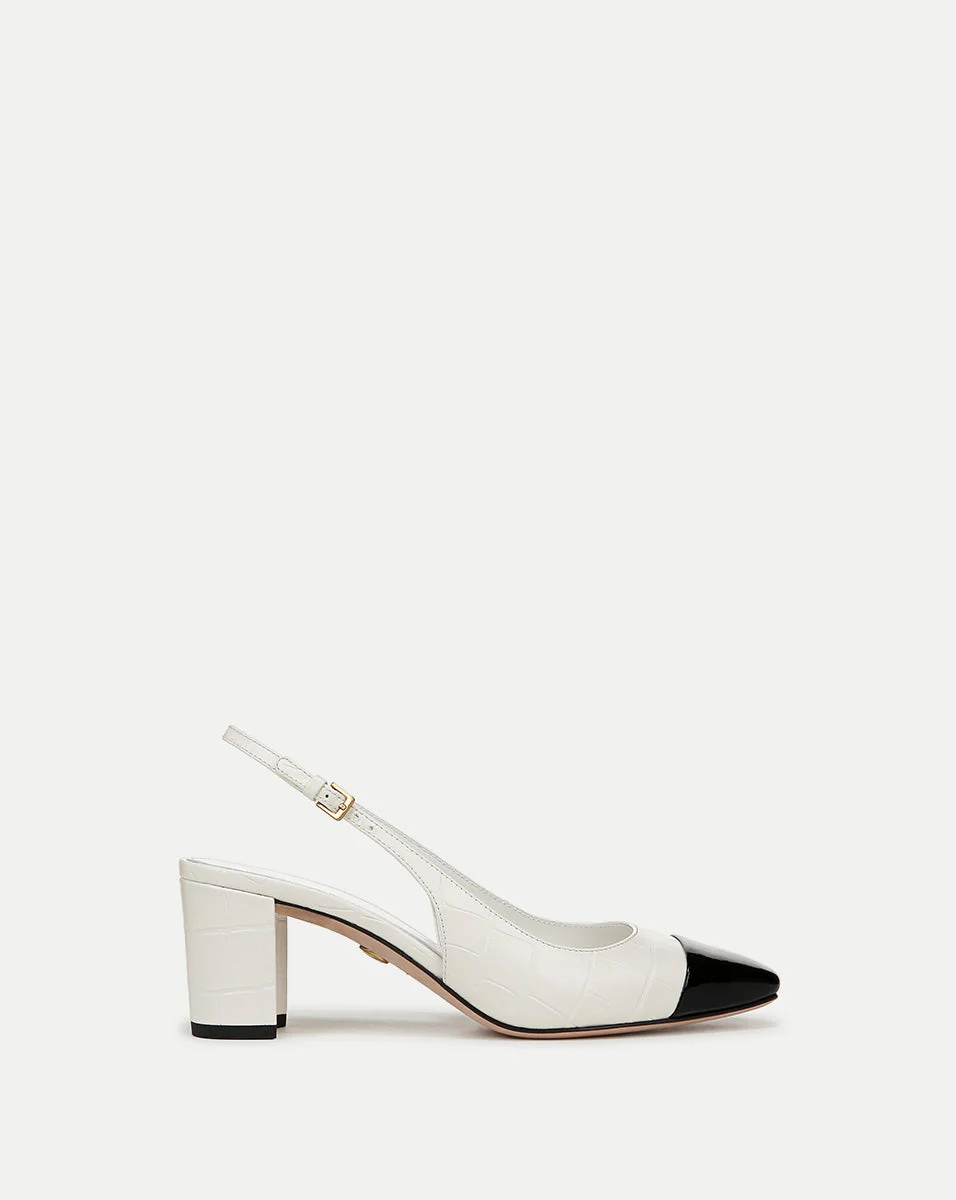 Veronica Beard - Cecile Croc - Embossed Cap - Toe Slingback Pump - Image 9