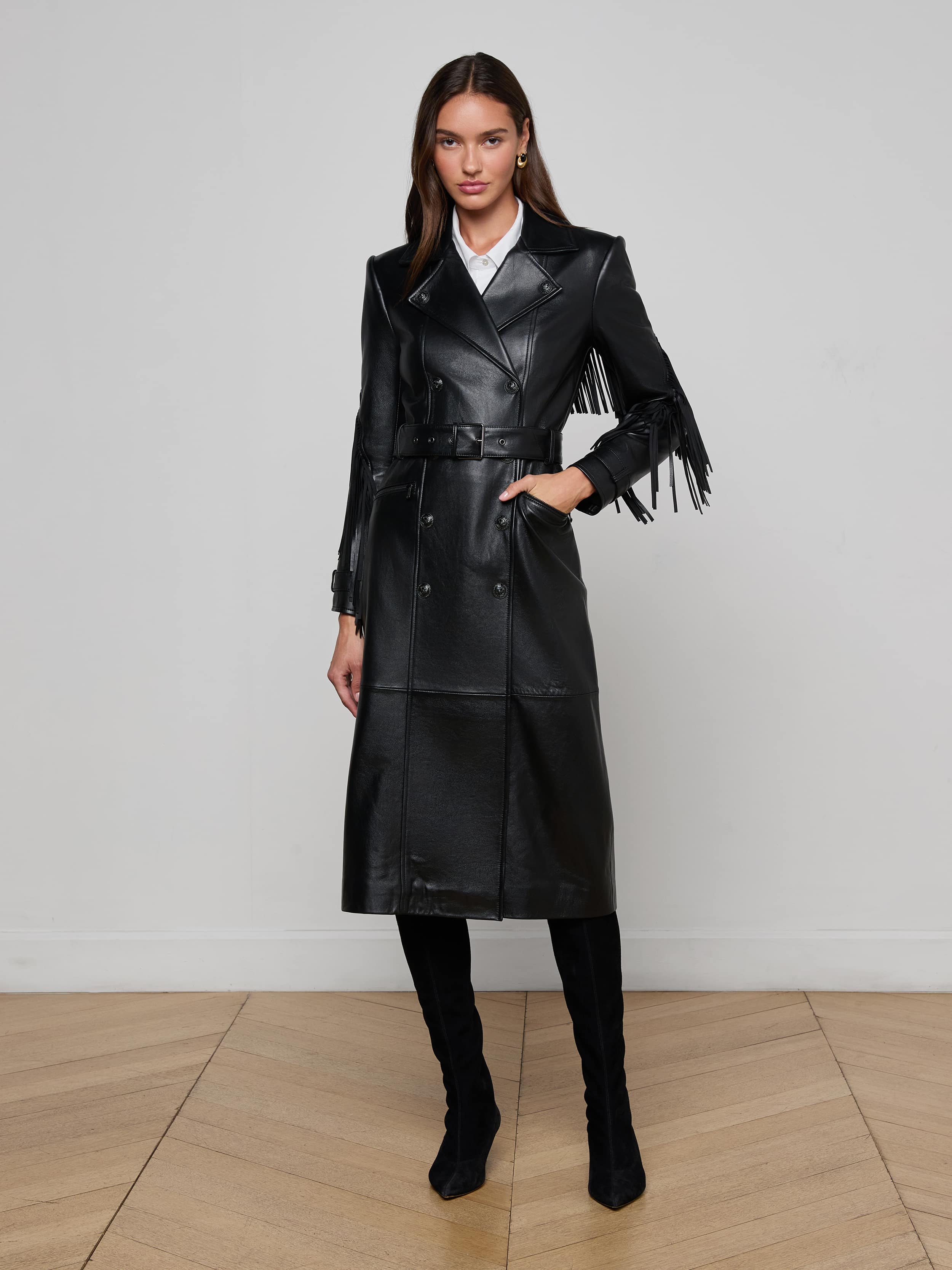 L'AGENCE - Celina Fringed Leather Trench - Image 10