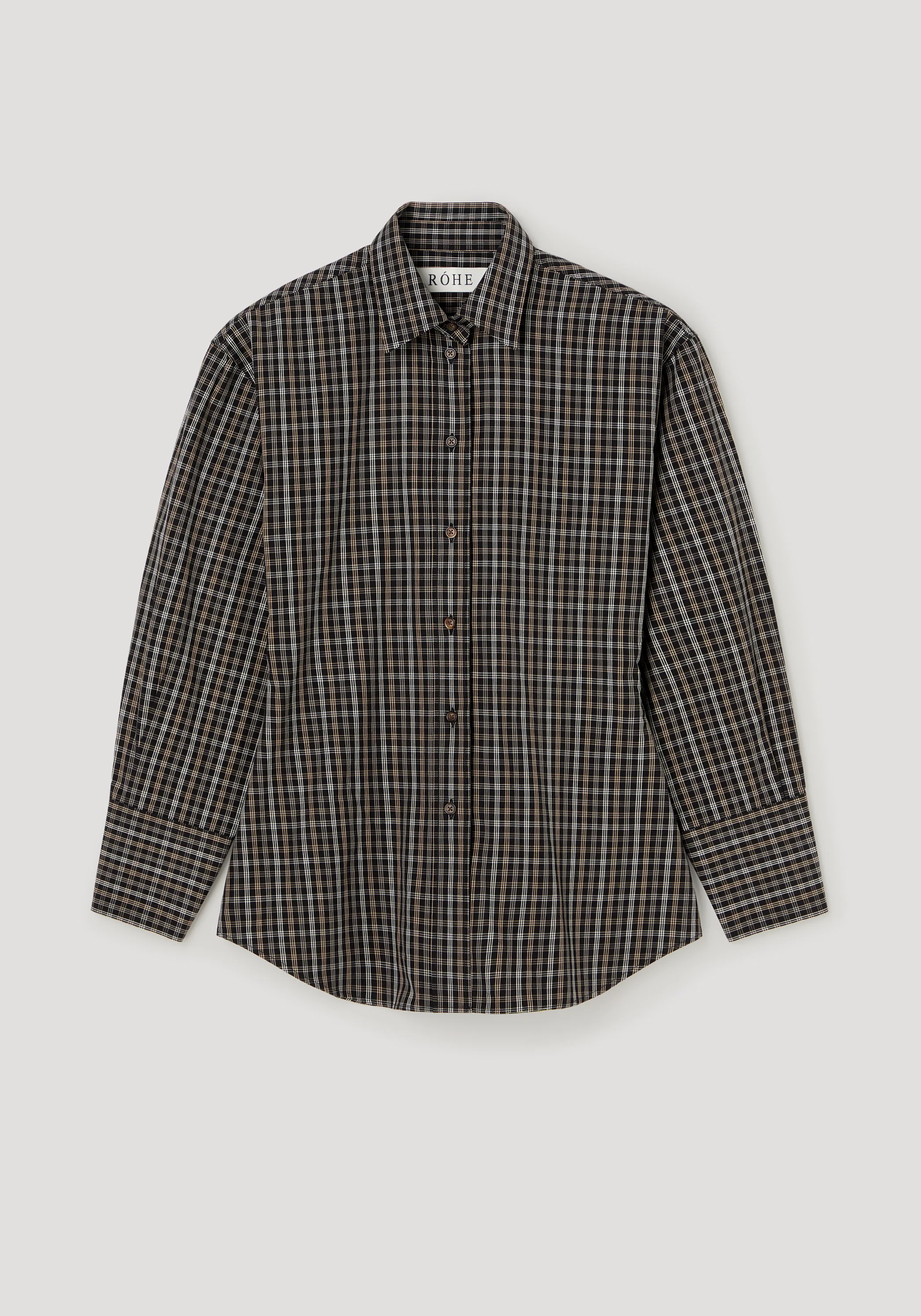 ROHE - Checked shaped shirt | black / brown check - Image 6