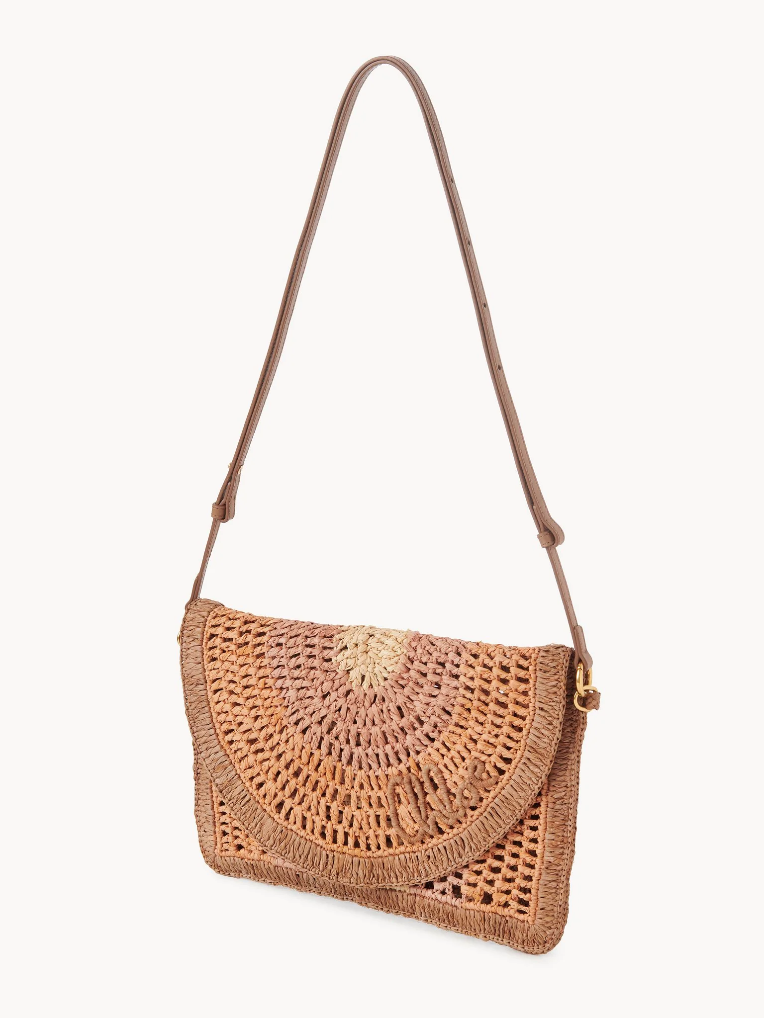 Chloé - Summer Banana flat pouch with strap in raffia - Image 5