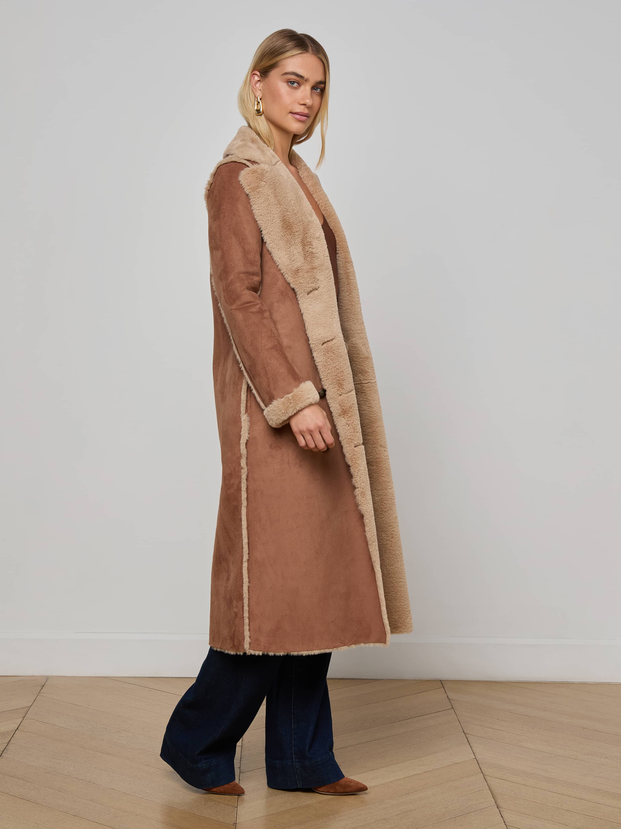 L'AGENCE - Citron Faux Fur Maxi Coat - Image 9