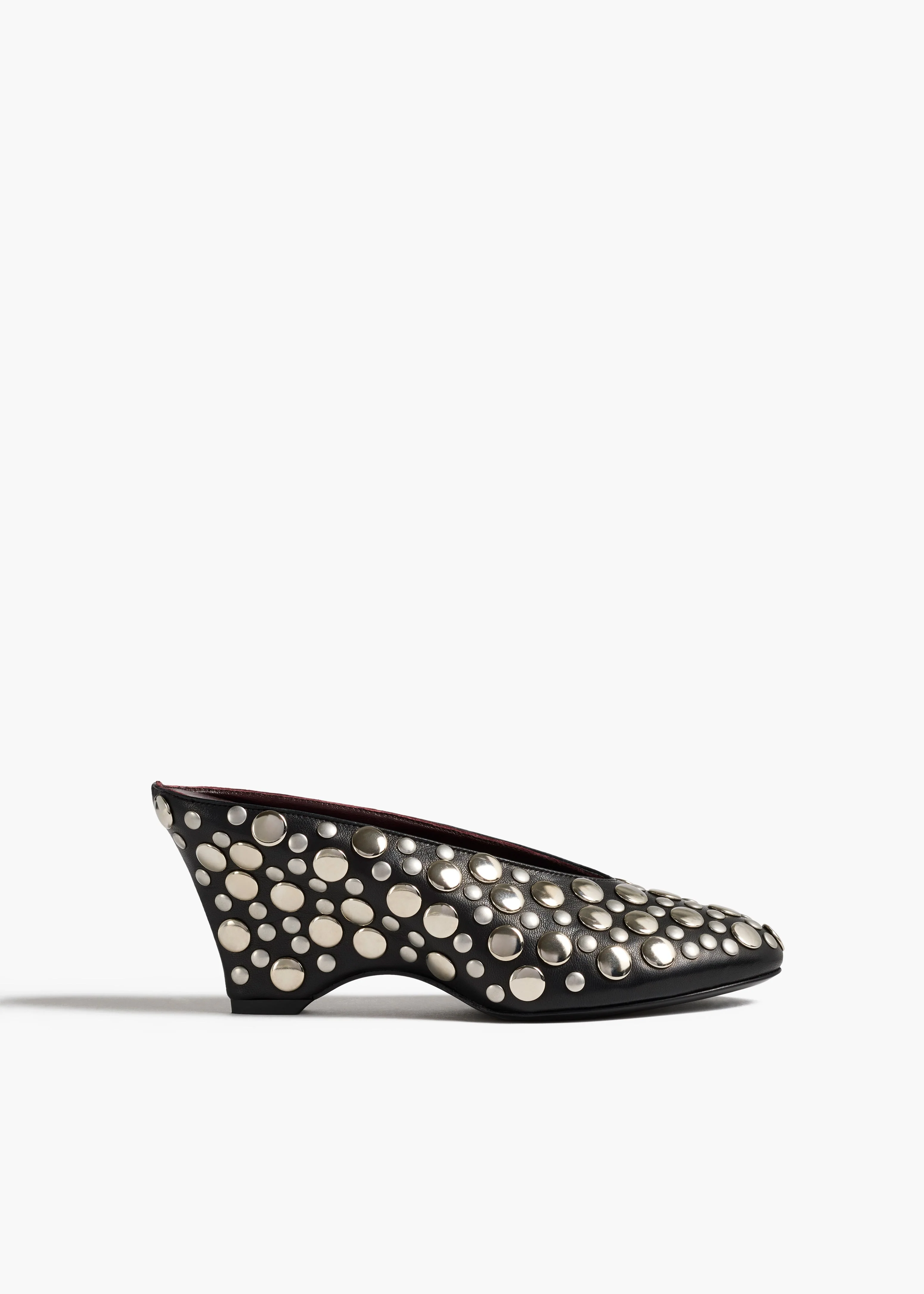 Khaite - Cloak Wedge in Black Leather with Silver Studs - Image 7