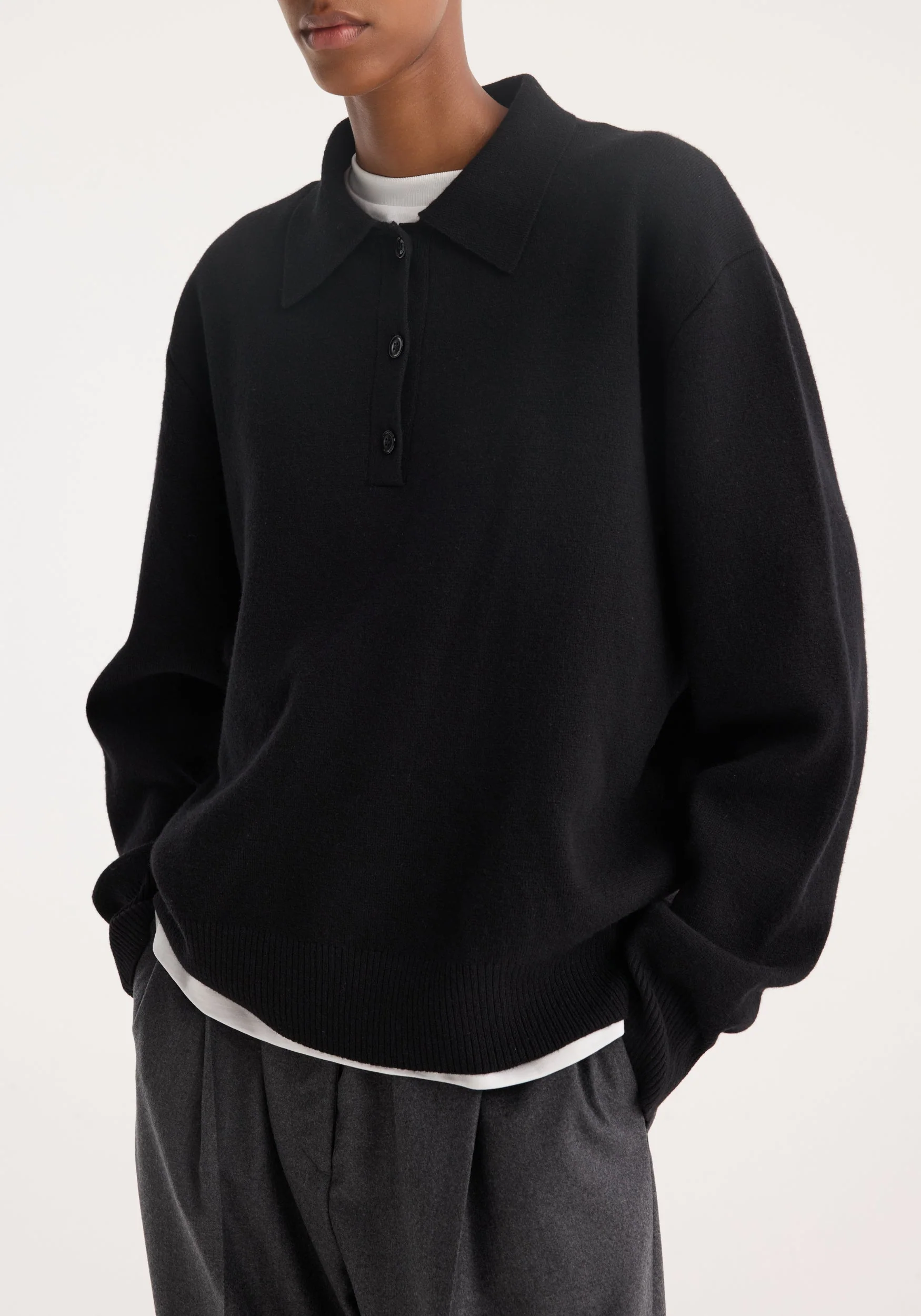 ROHE - Compact knitted polo | black - Image 3