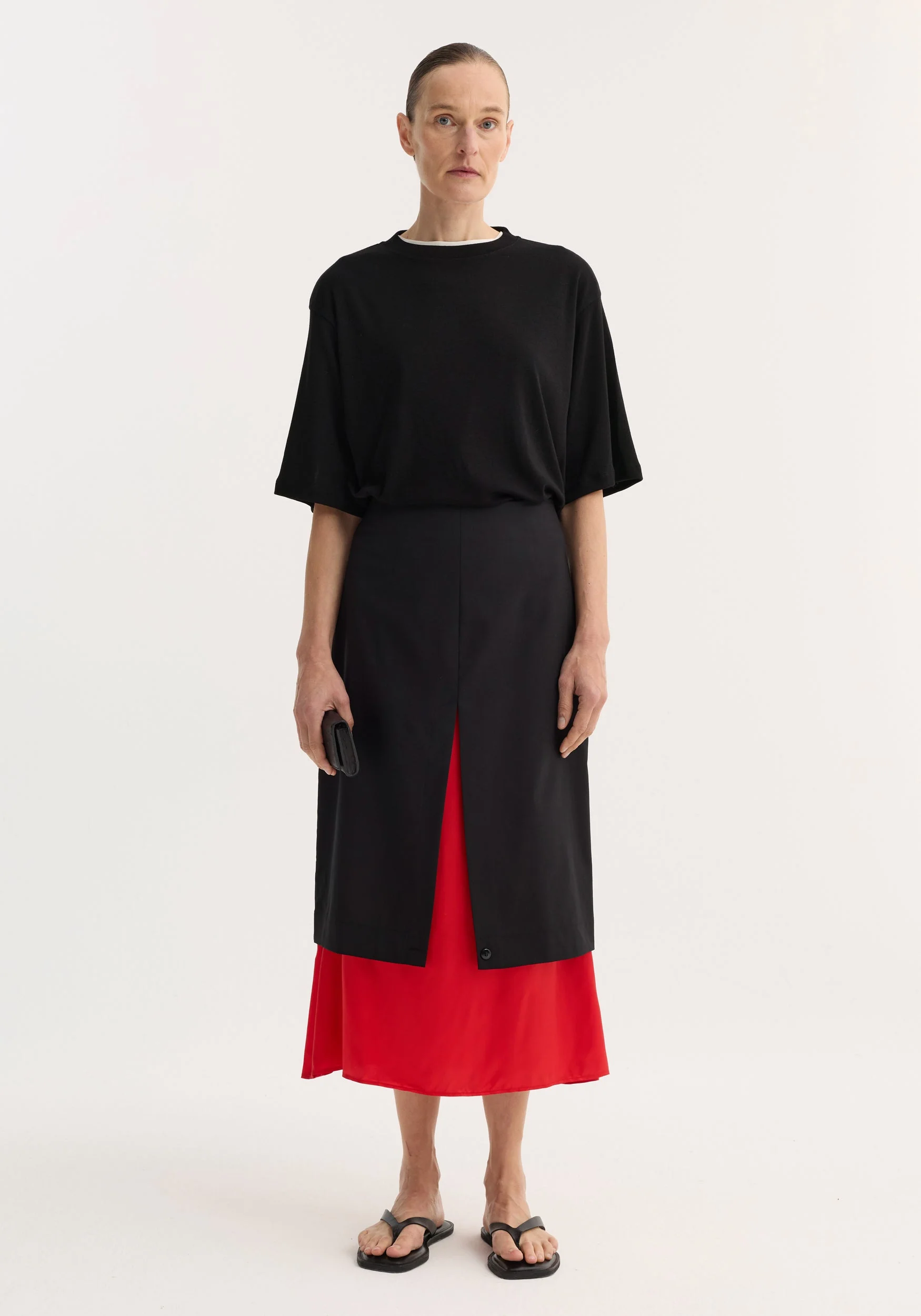 ROHE - Contrast upside - down skirt | black