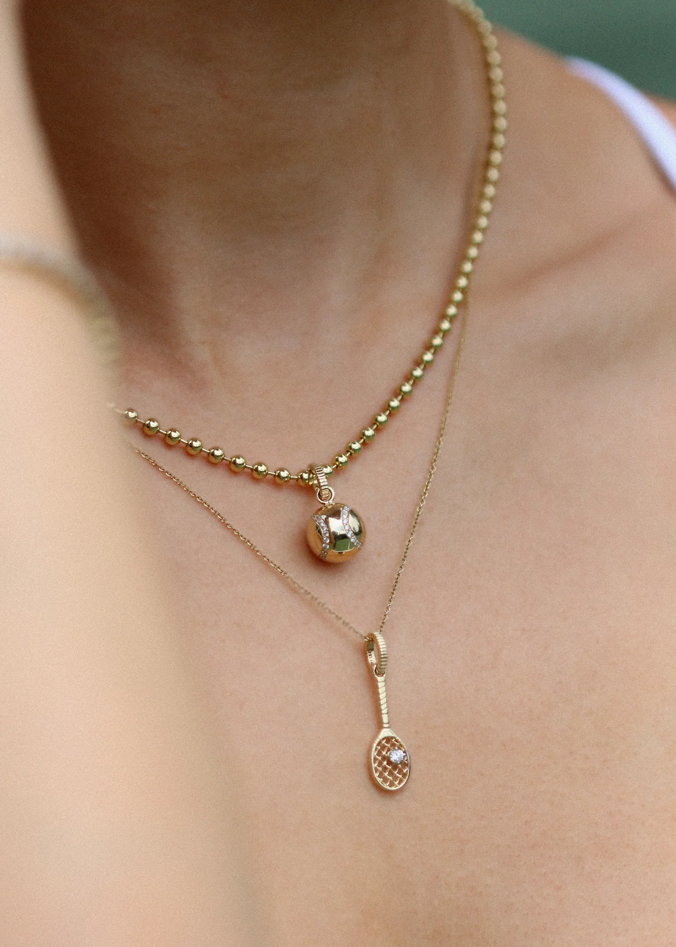 Kinn - Courtside Racquet Pendant Diamond Necklace - Image 2