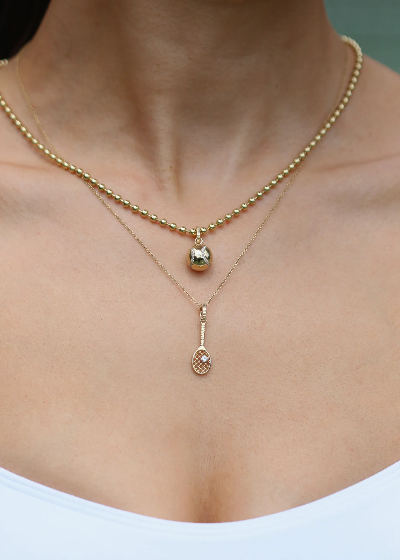 Kinn - Courtside Racquet Pendant Diamond Necklace - Image 5