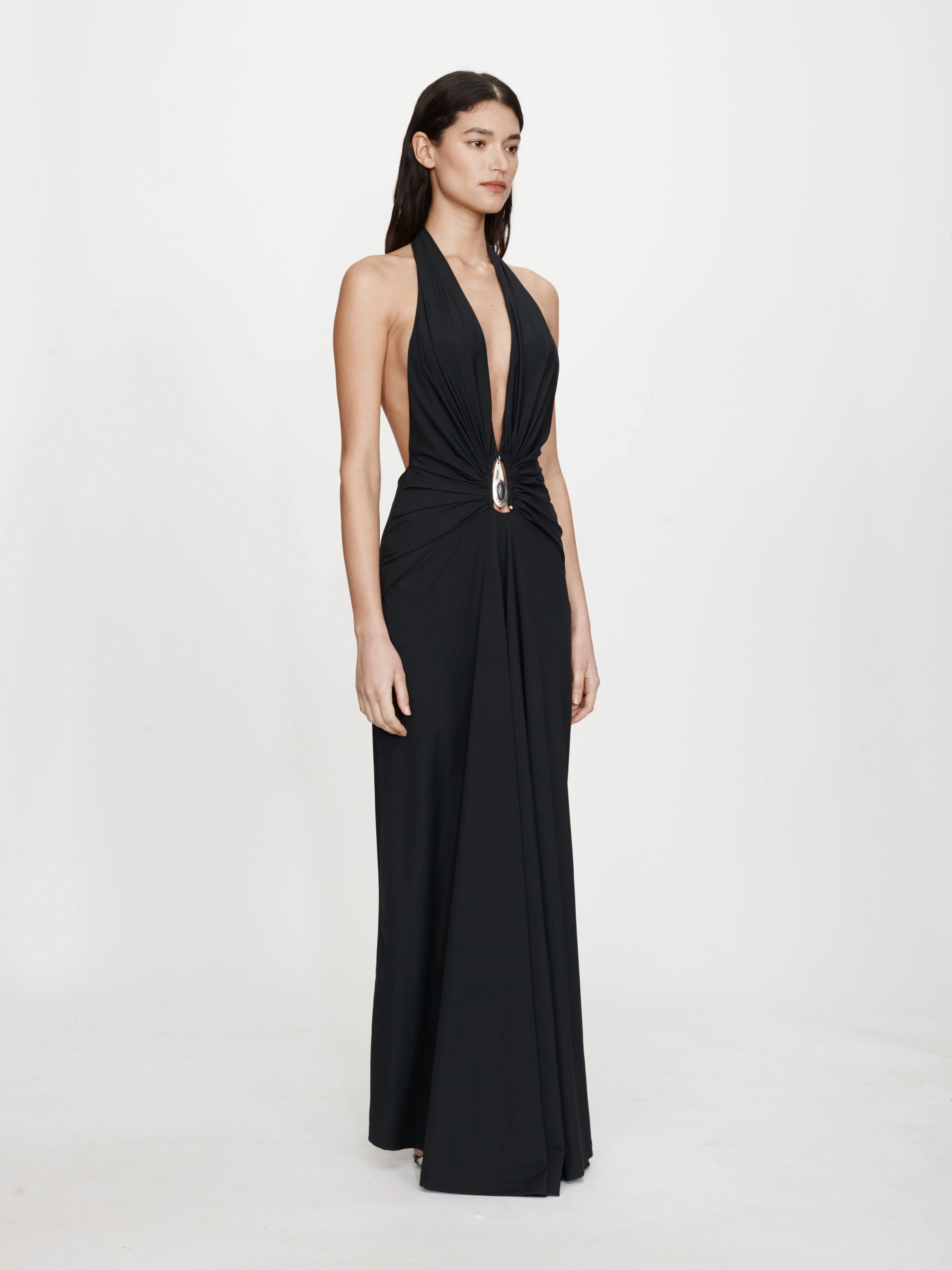 Christopher Esber - Crystal Pendant Ruched Lycra Halter Dress - Image 3