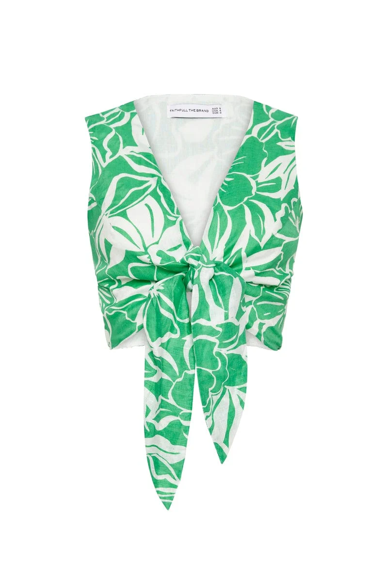 Faithfull - Dalaila Tie Top El Marsa Floral Print Green - Final Sale - Image 5