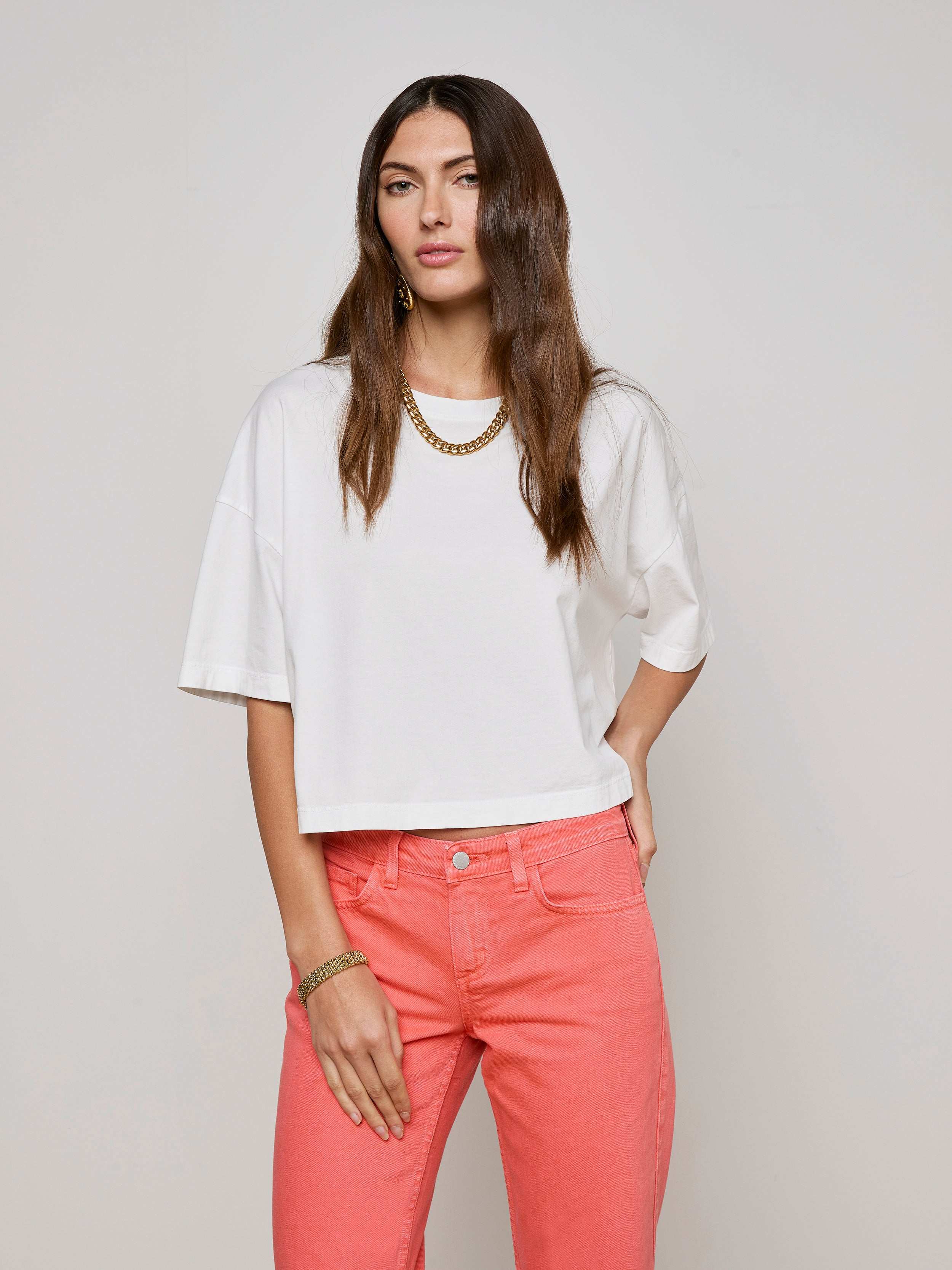 L'AGENCE - Daria Oversized Cropped Tee