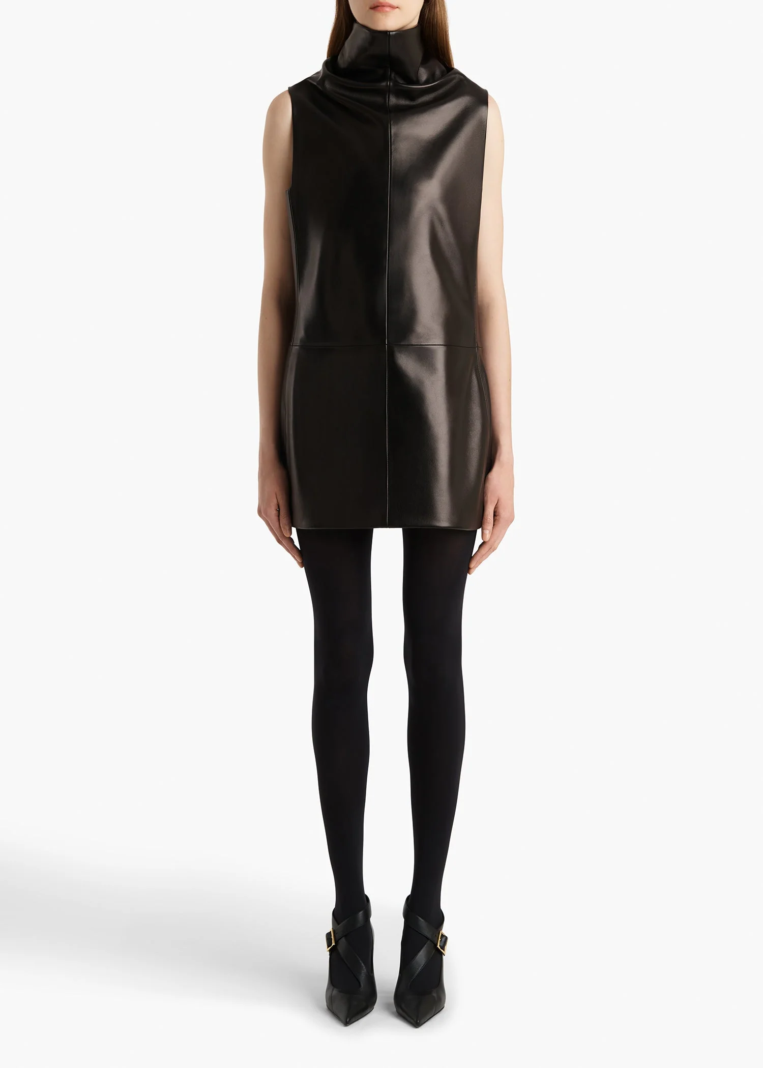 Khaite - Daria Dress in Black Leather - Image 9