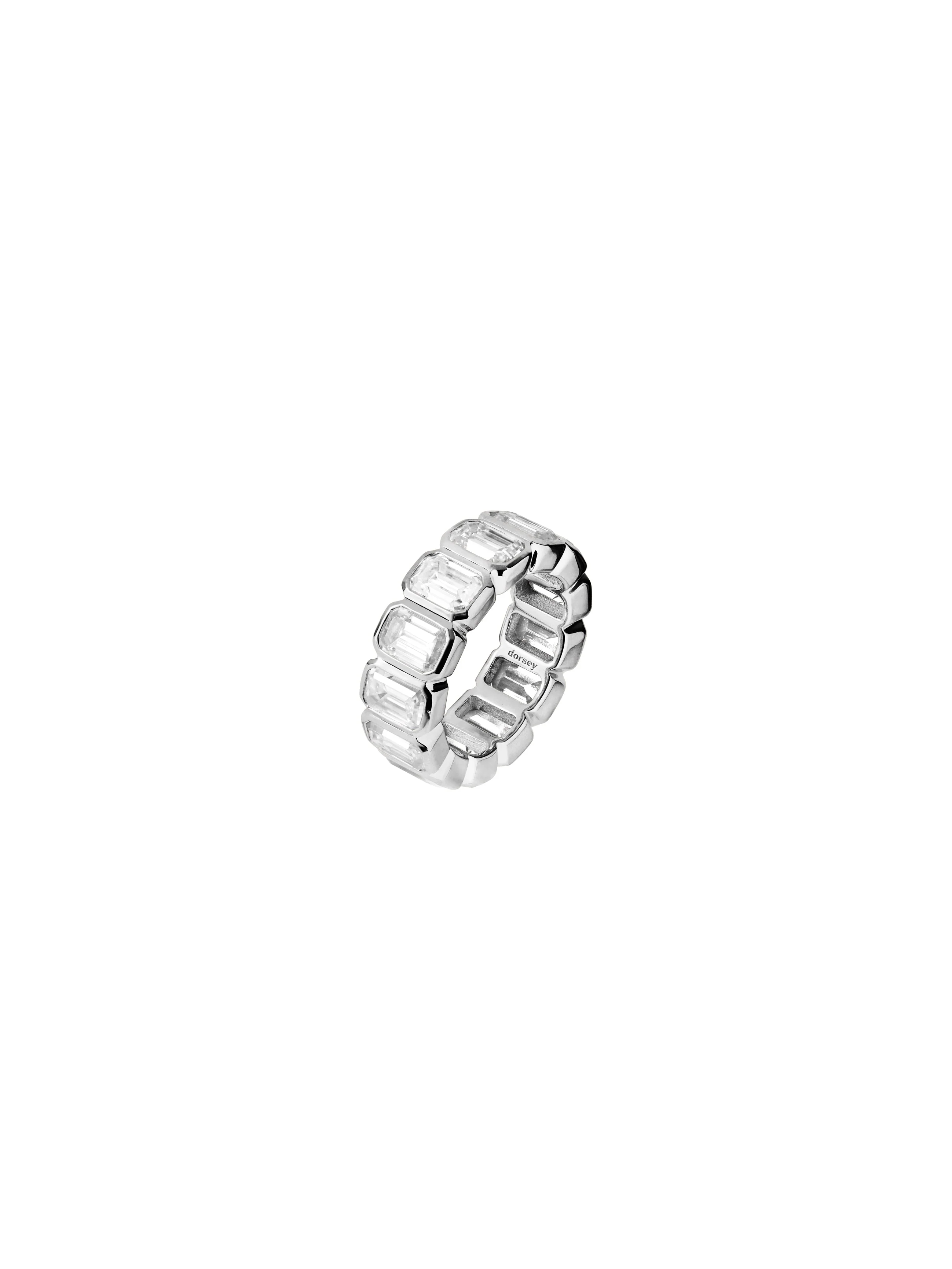 Dorsey - 14K EMERALD - CUT BEZEL ETERNITY BAND IN LAB DIAMOND, 14K WHITE GOLD - Image 2