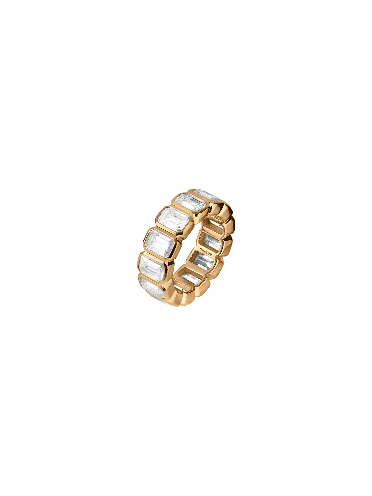 Dorsey - 14K EMERALD - CUT BEZEL ETERNITY BAND IN LAB DIAMOND, 14K YELLOW GOLD - Image 2