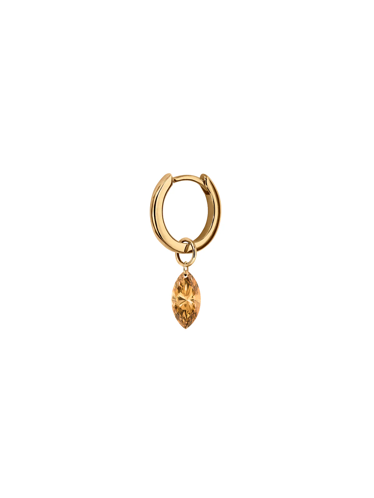 Dorsey - 14K FLOATING MARQUISE HUGGIE EARRING IN CHAMPAGNE LAB DIAMOND, 14K YELLOW GOLD - Image 2