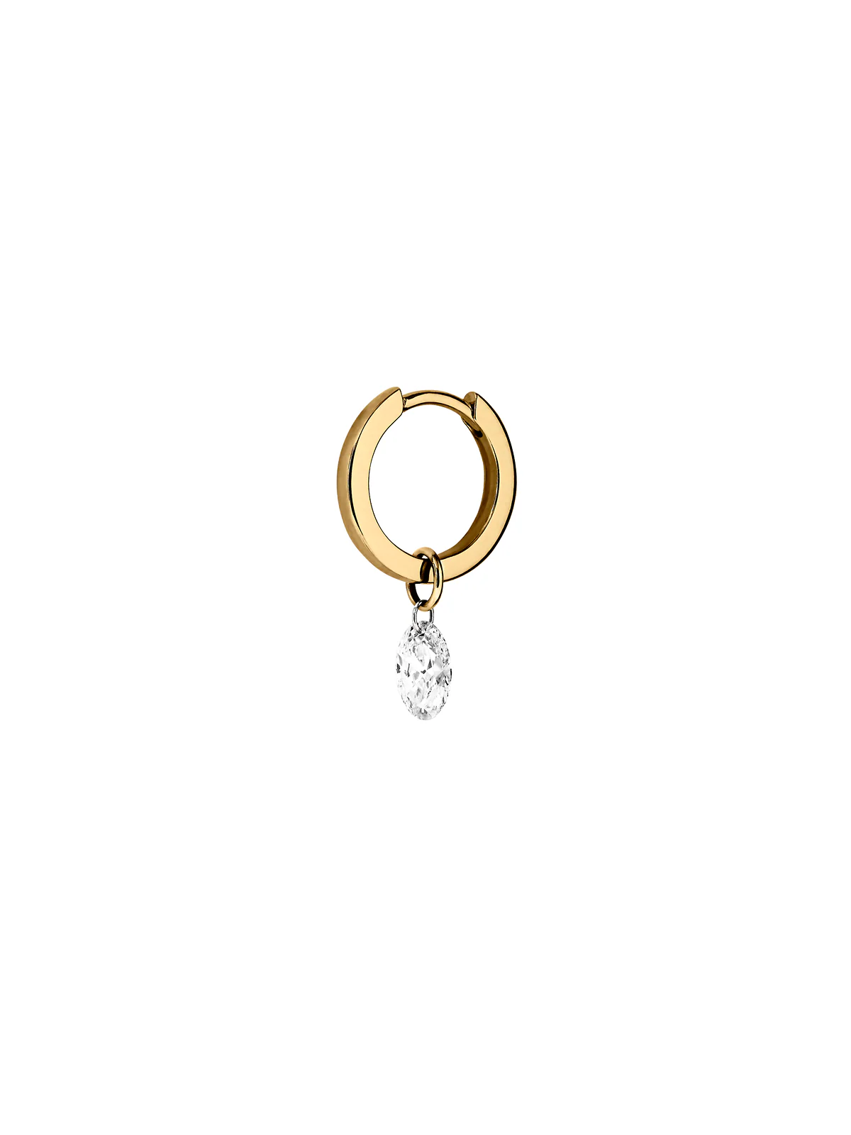 Dorsey - 14K FLOATING OVAL HUGGIE EARRING IN LAB DIAMOND, 14K YELLOW GOLD - Image 2