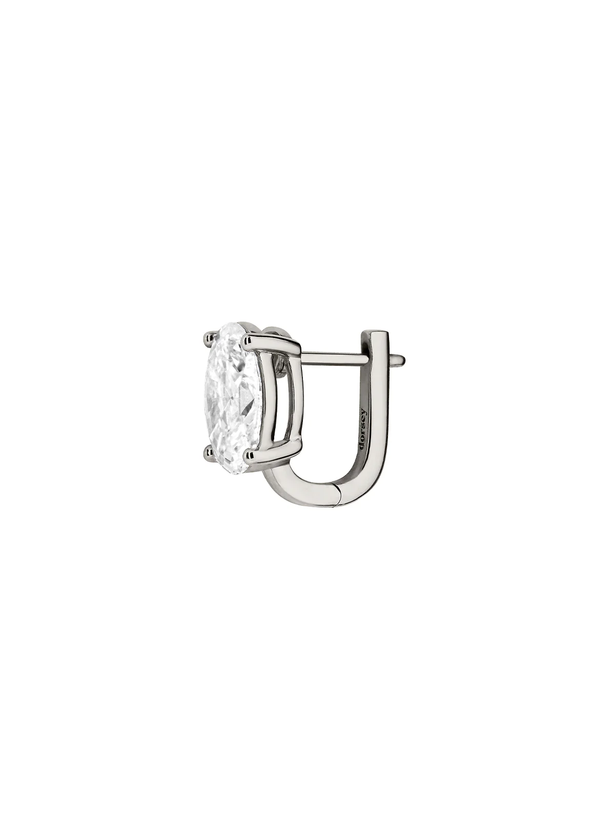 Dorsey - 14K ILLUSION HUGGIE IN OVAL - CUT LAB DIAMOND, 14K WHITE GOLD - Image 2