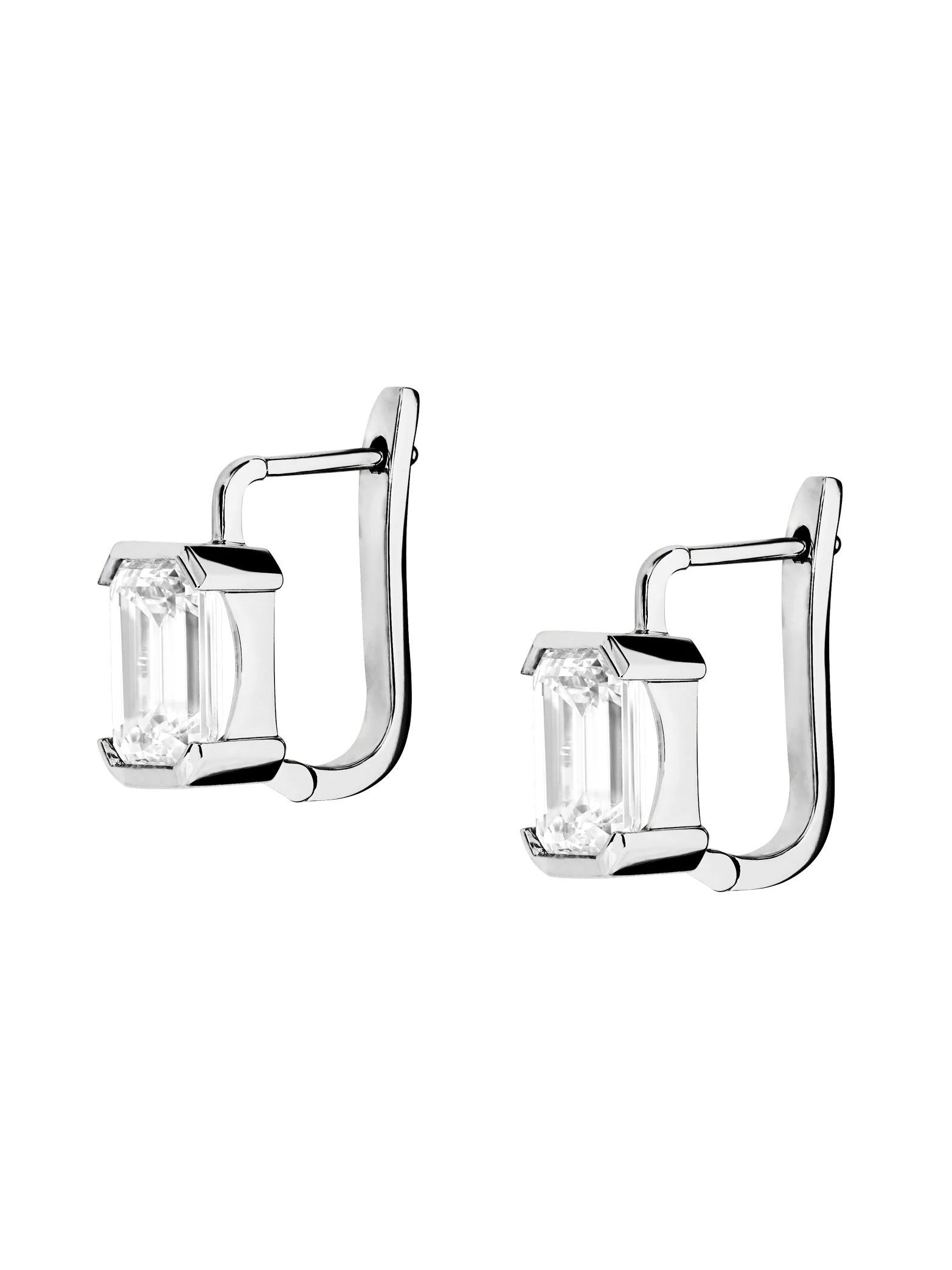 Dorsey - 14K INÈS EMERALD - CUT EARRINGS IN LAB DIAMOND, 14K WHITE GOLD - Image 2