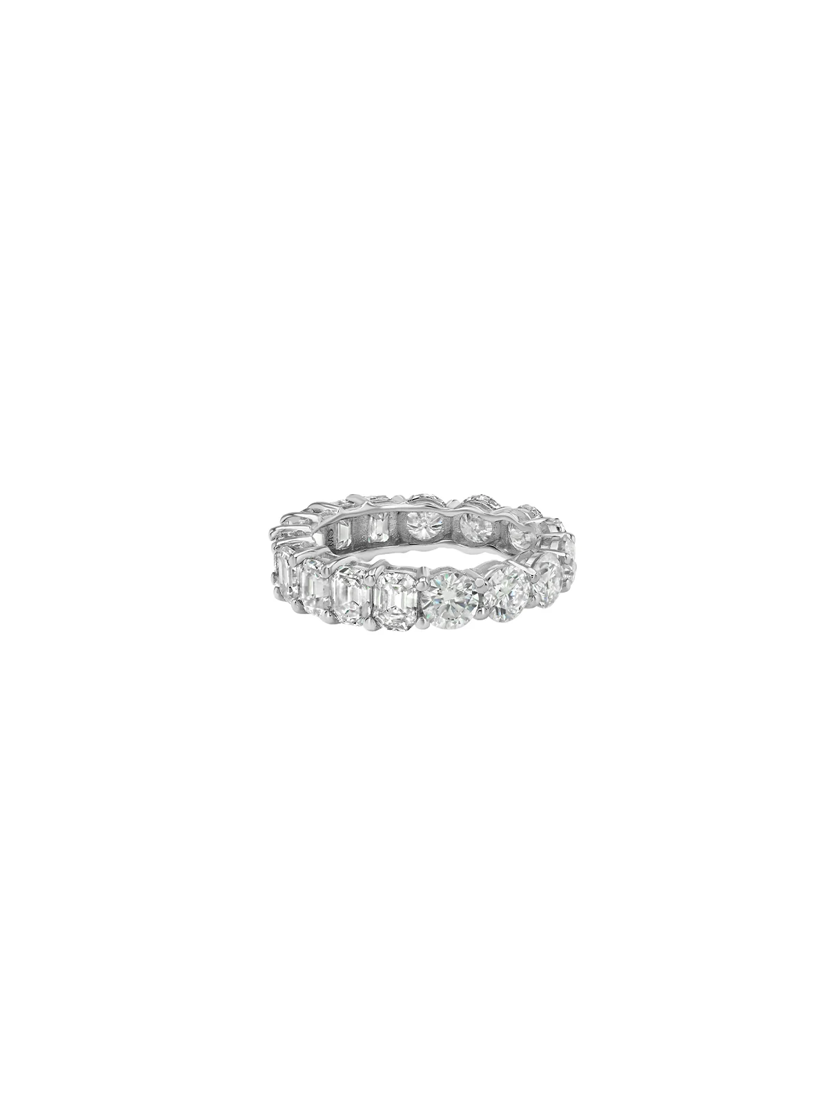 Dorsey - DEMI ROUND AND EMERALD - CUT ETERNITY BAND IN MOISSANITE, STERLING SILVER