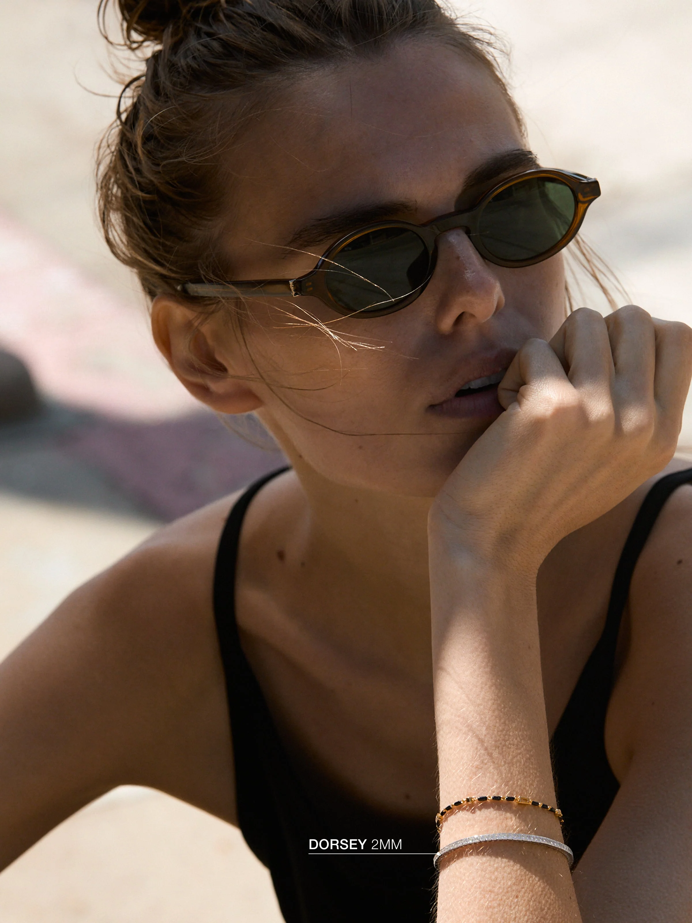 Dorsey - ENAMEL MOISSANITE BRACELET IN LUNE, 18K GOLD VERMEIL - Image 3