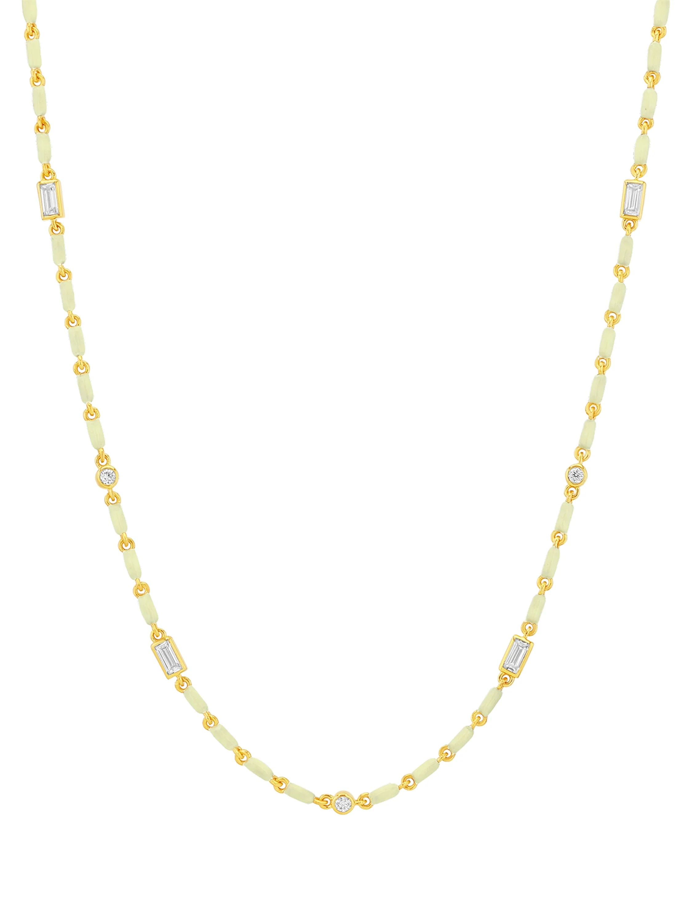 Dorsey - ENAMEL MOISSANITE NECKLACE IN BEURRE, 18K GOLD VERMEIL - Image 2