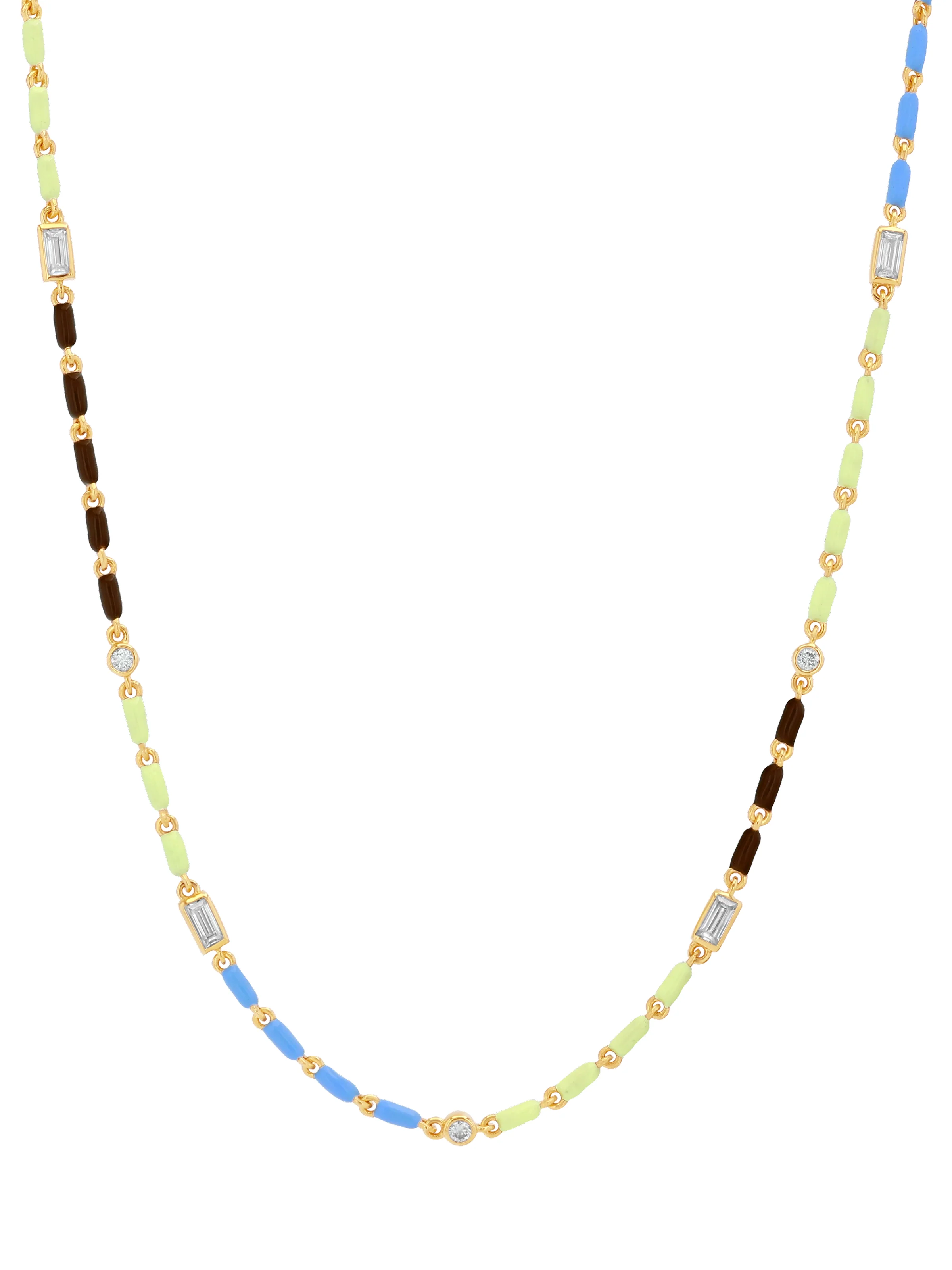 Dorsey - ENAMEL MOISSANITE NECKLACE IN LUNE, 18K GOLD VERMEIL - Image 2