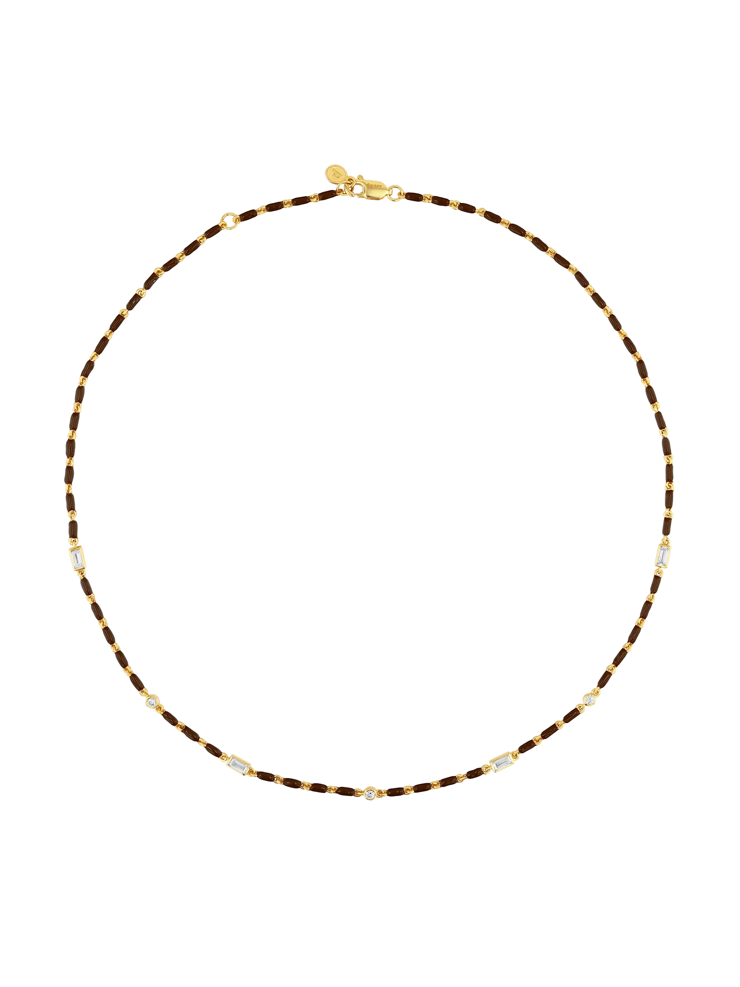 Dorsey - ENAMEL MOISSANITE NECKLACE IN MARRON, 18K GOLD VERMEIL