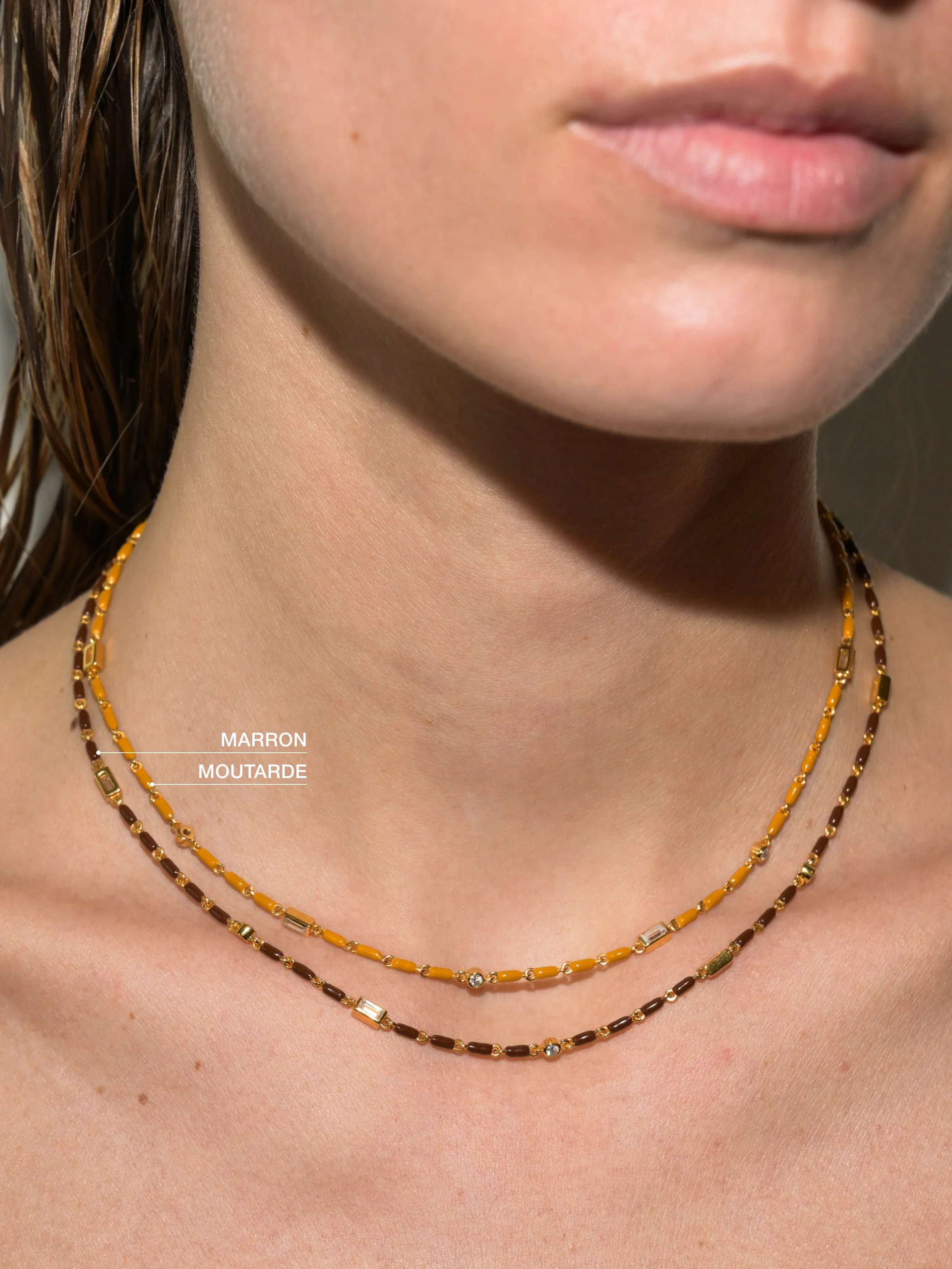 Dorsey - ENAMEL MOISSANITE NECKLACE IN MARRON, 18K GOLD VERMEIL - Image 4