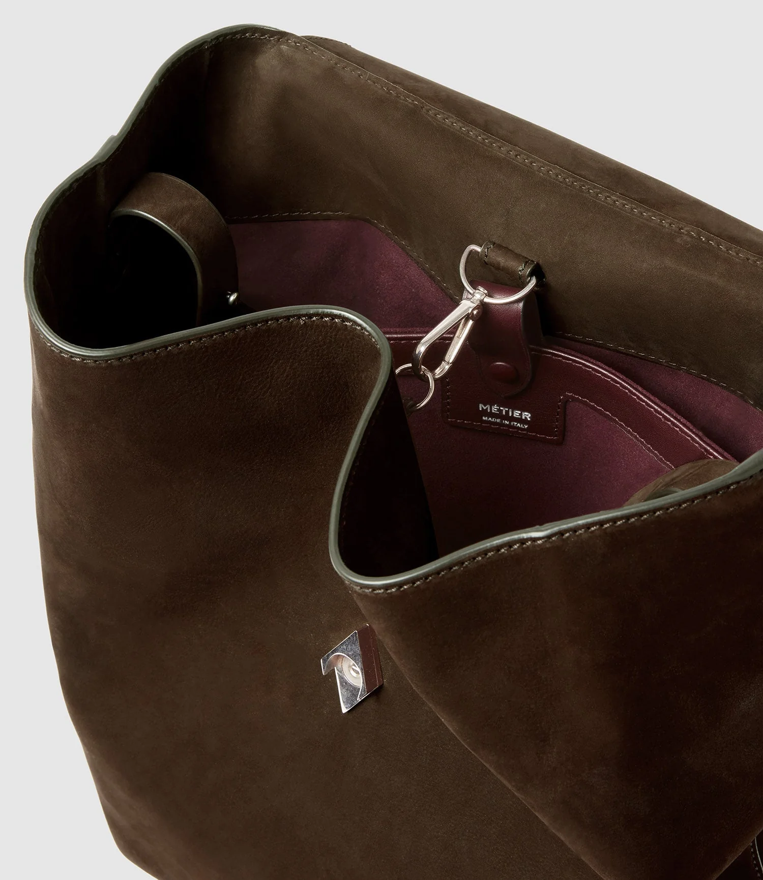 Metier - Edge Backpack Nubuck Chocolate with Silver Hardware - Image 2