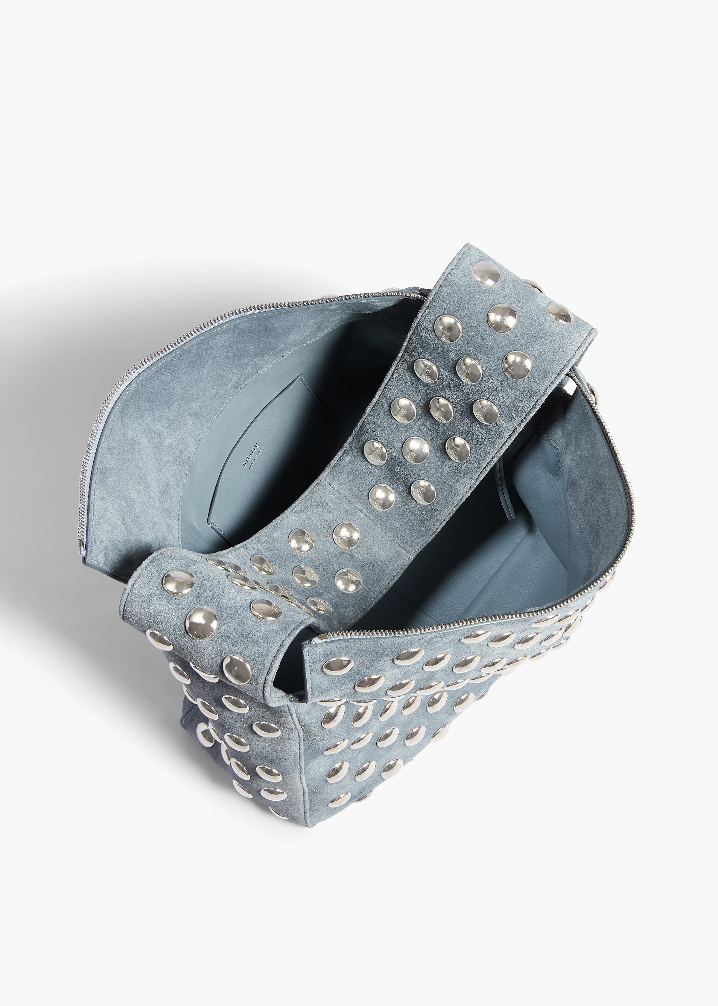 Khaite - Elena Bag in Lead Suede with Silver Studs - Image 10