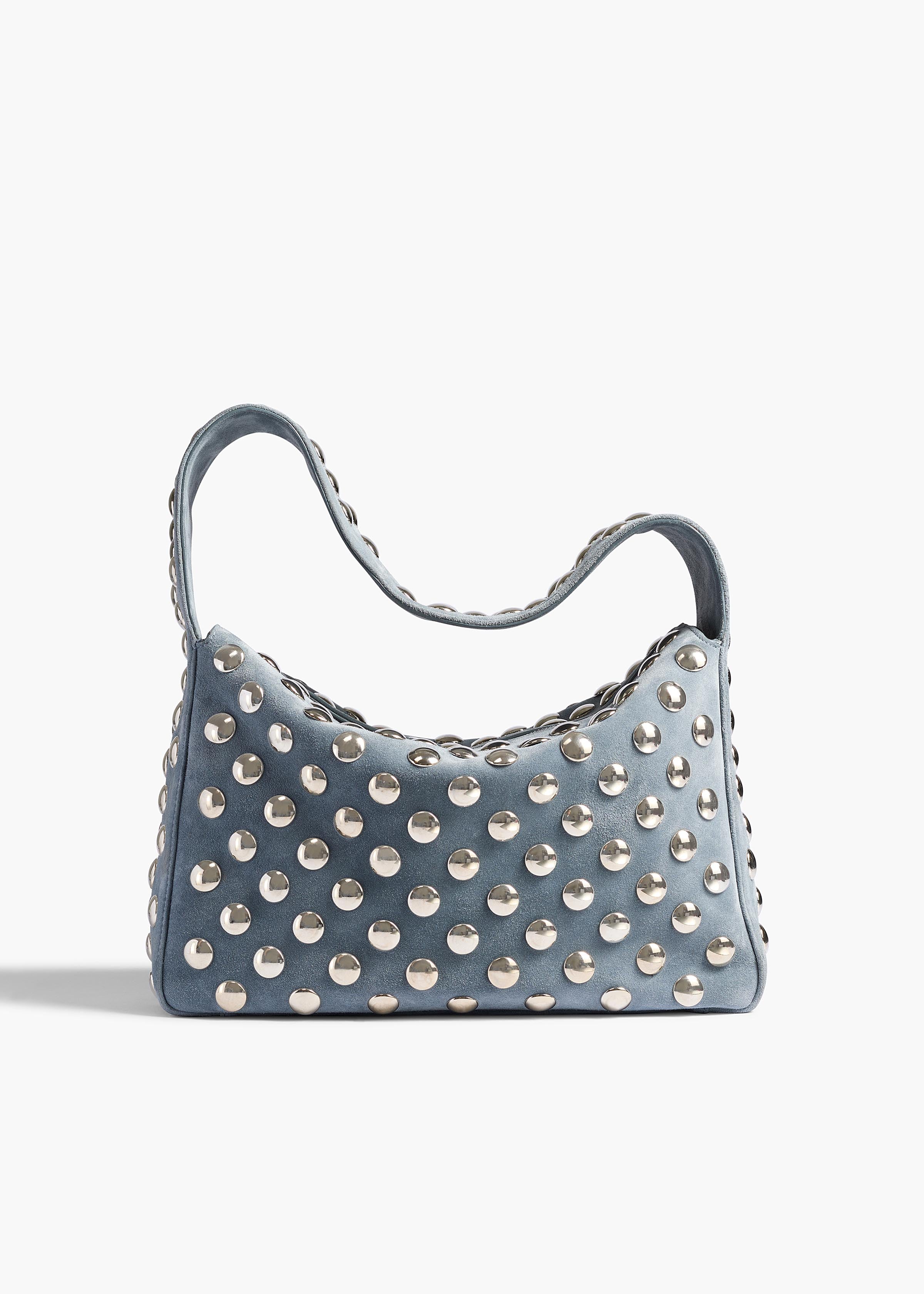 Khaite - Elena Bag in Lead Suede with Silver Studs - Image 7