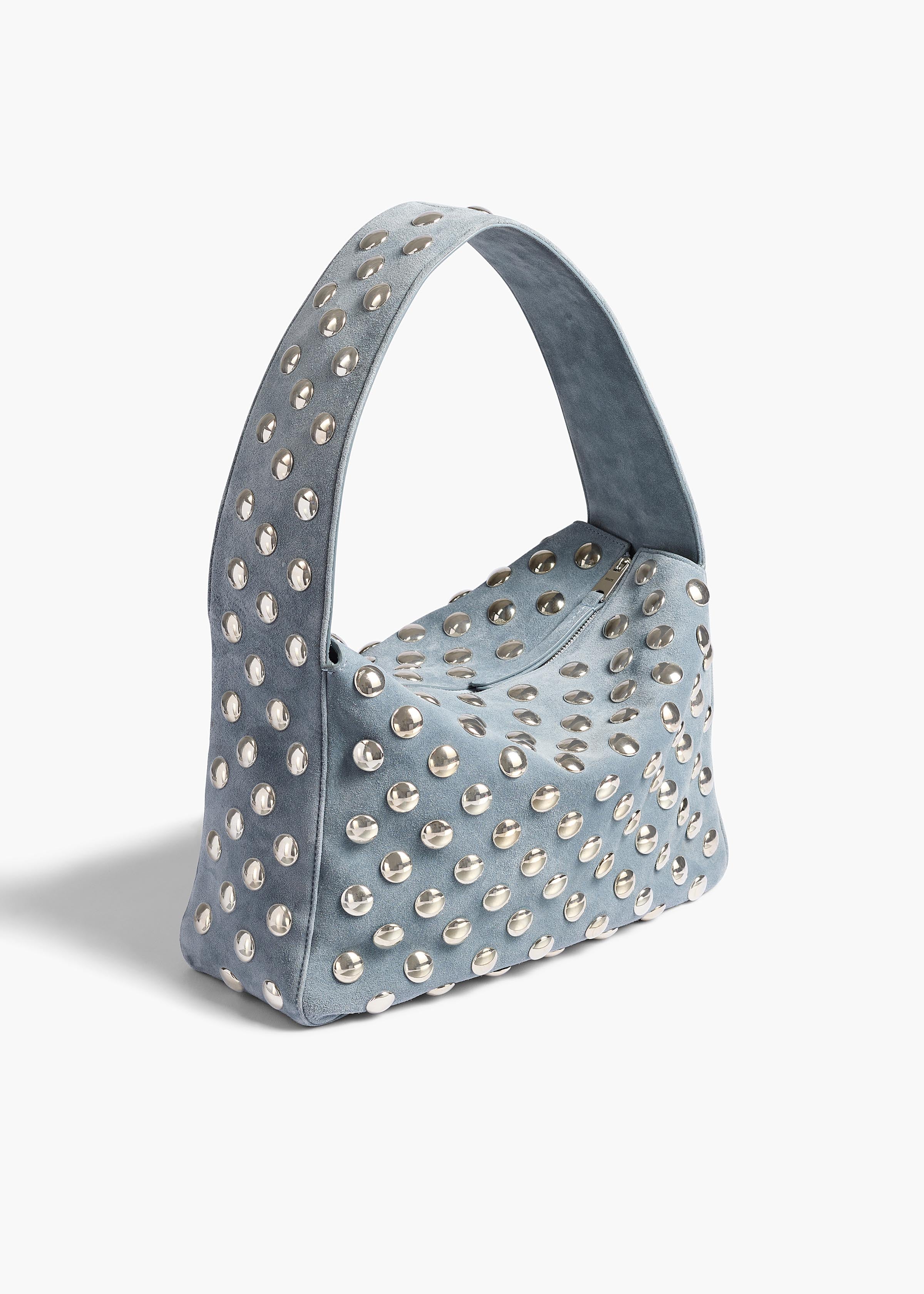 Khaite - Elena Bag in Lead Suede with Silver Studs - Image 8