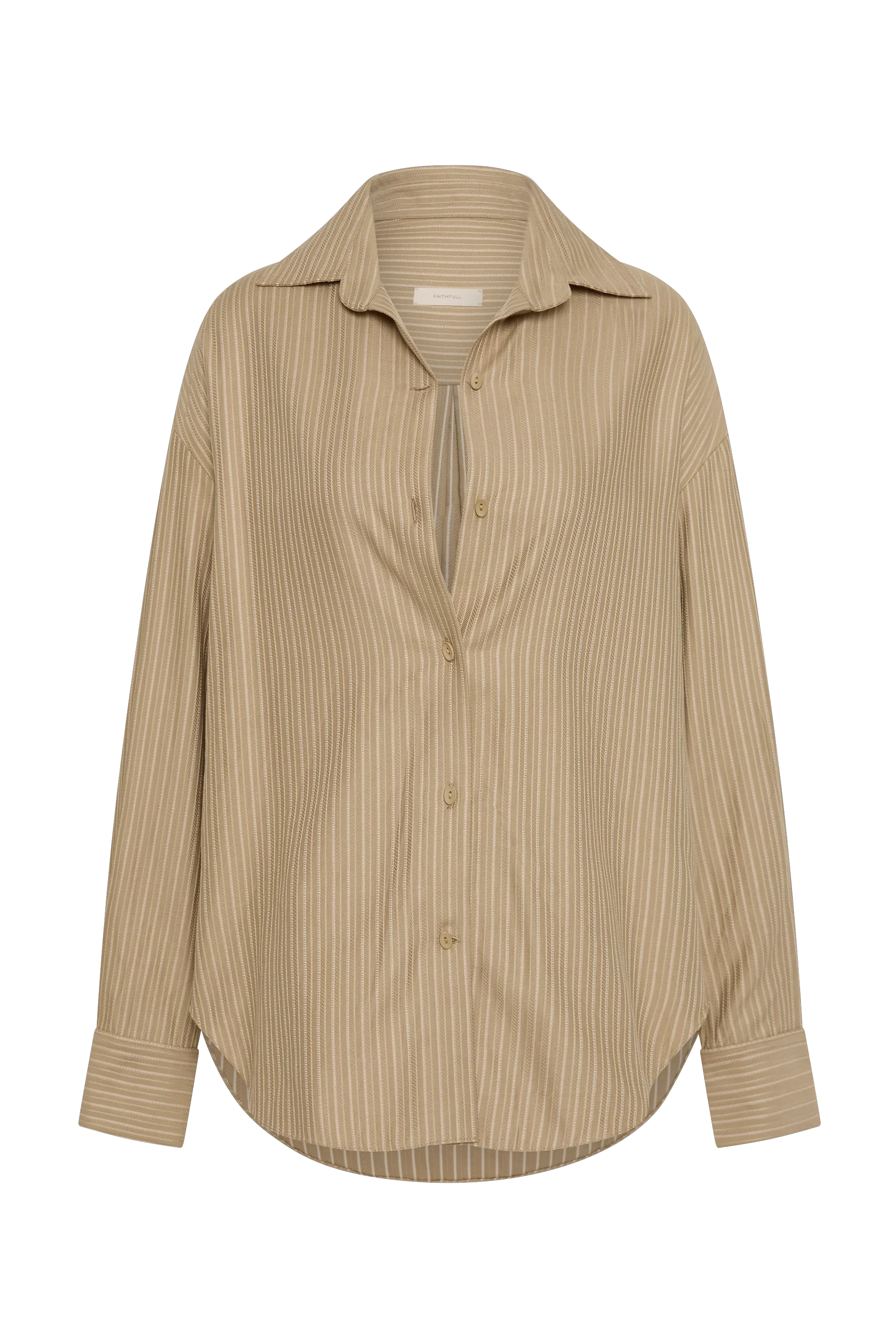 Faithfull - En Vau Oversized Shirt Pinstripe Fawn White - Final Sale - Image 8