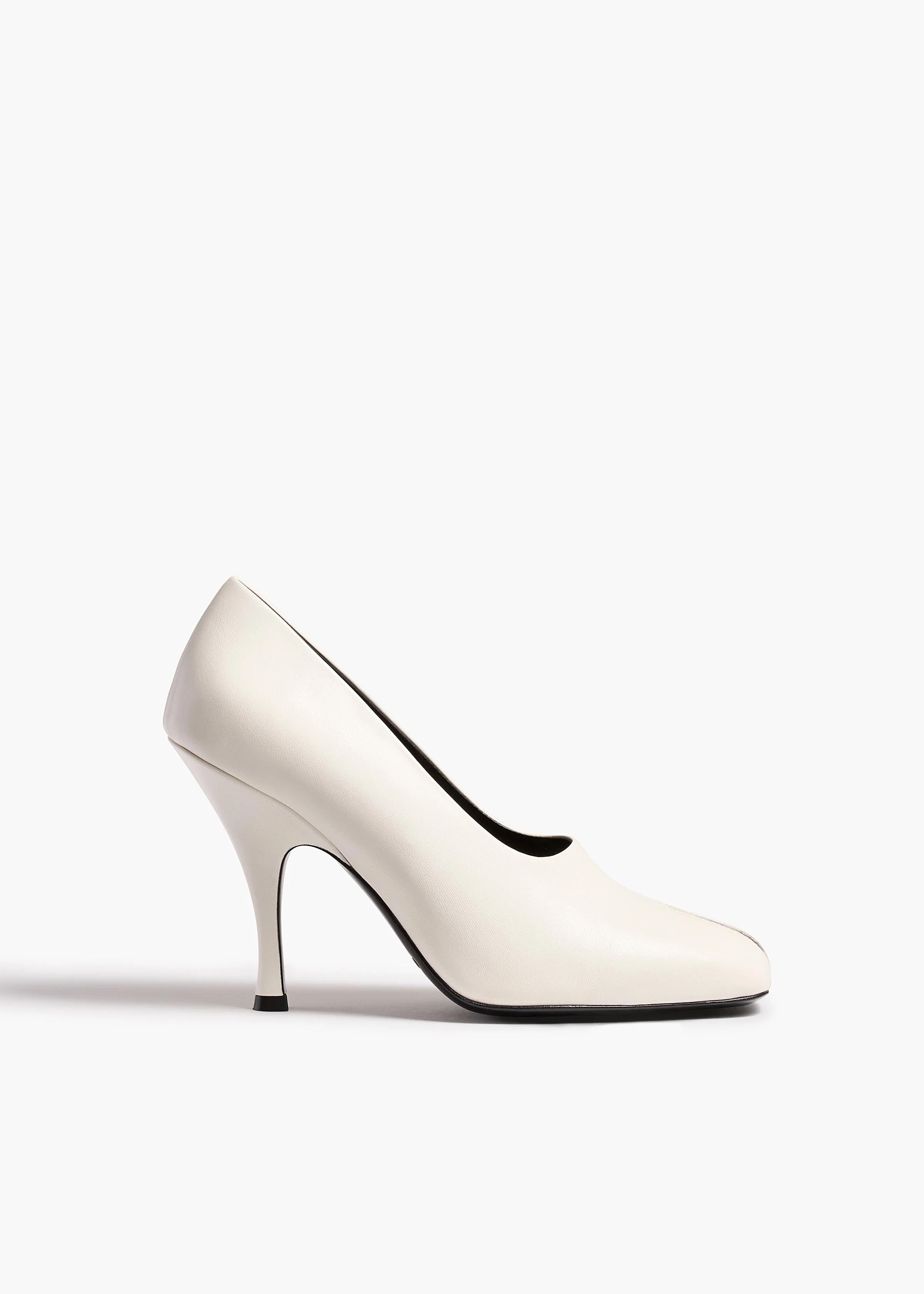 Khaite - Eva Peep Toe Pump in Optic White Leather