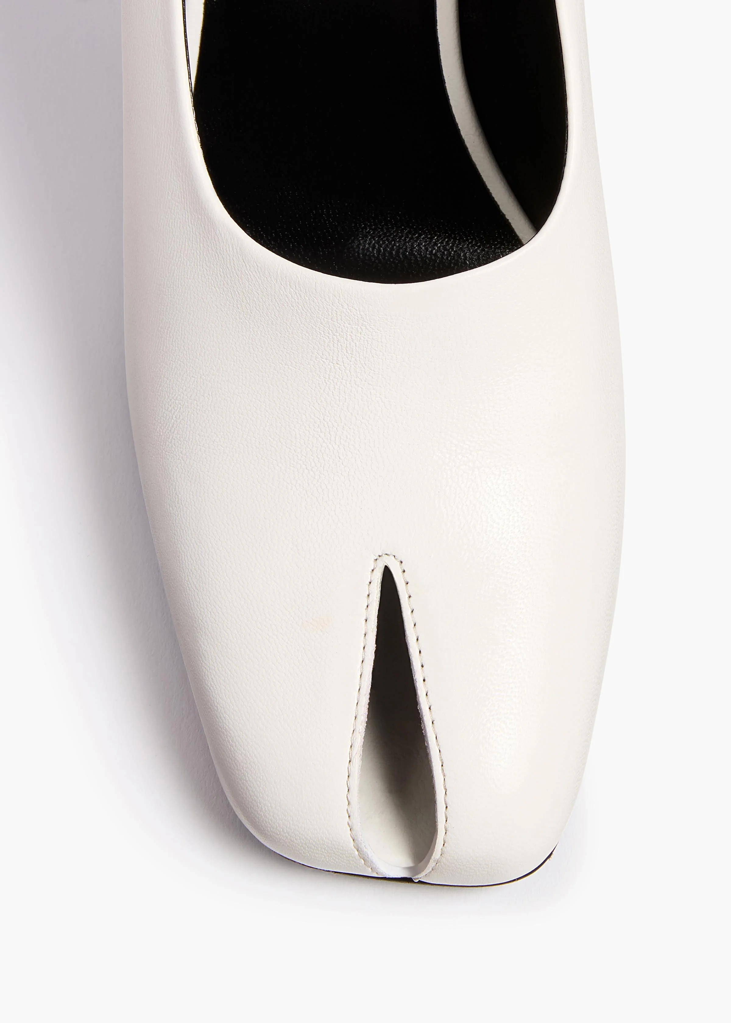 Khaite - Eva Peep Toe Pump in Optic White Leather - Image 10