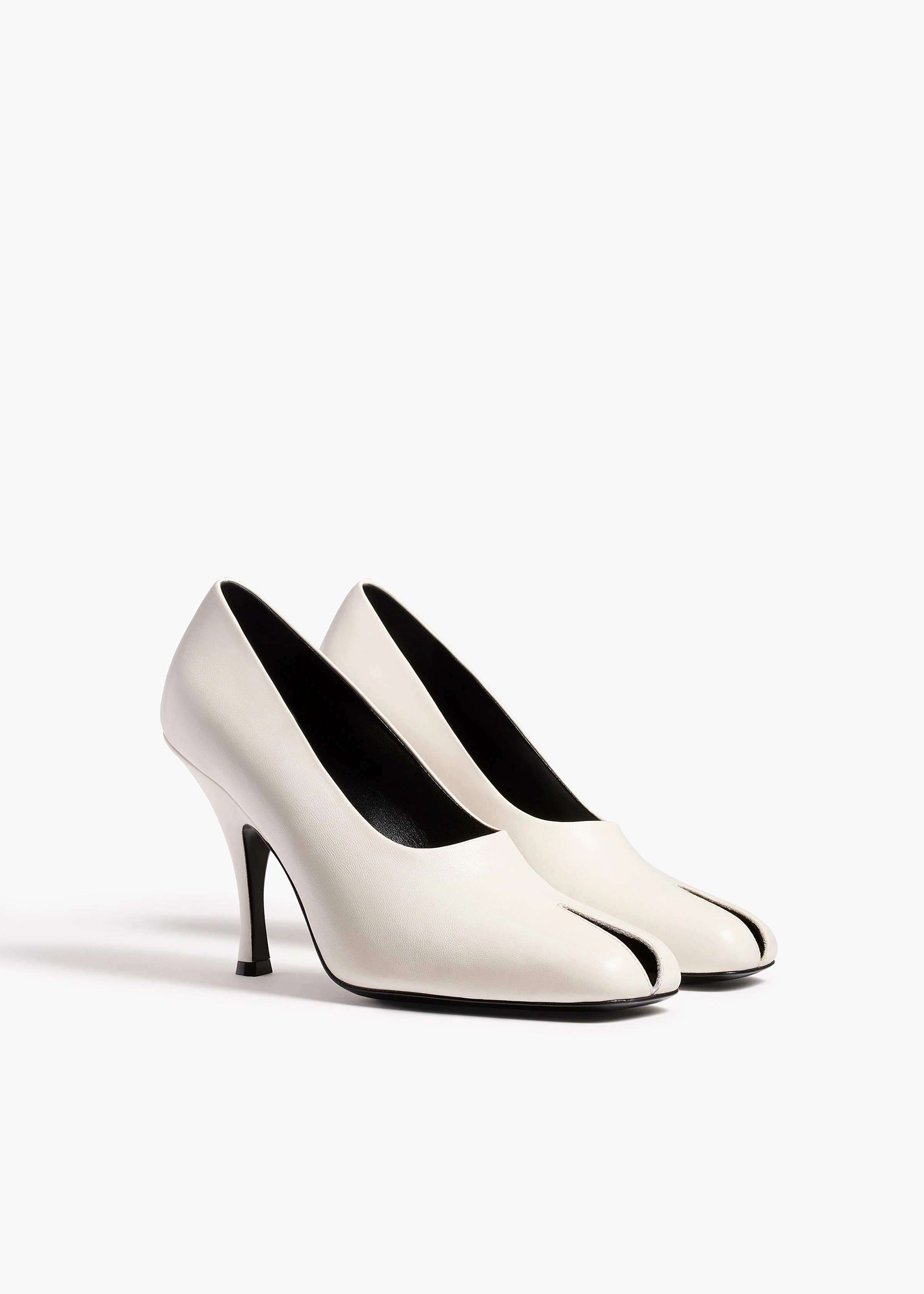 Khaite - Eva Peep Toe Pump in Optic White Leather - Image 8