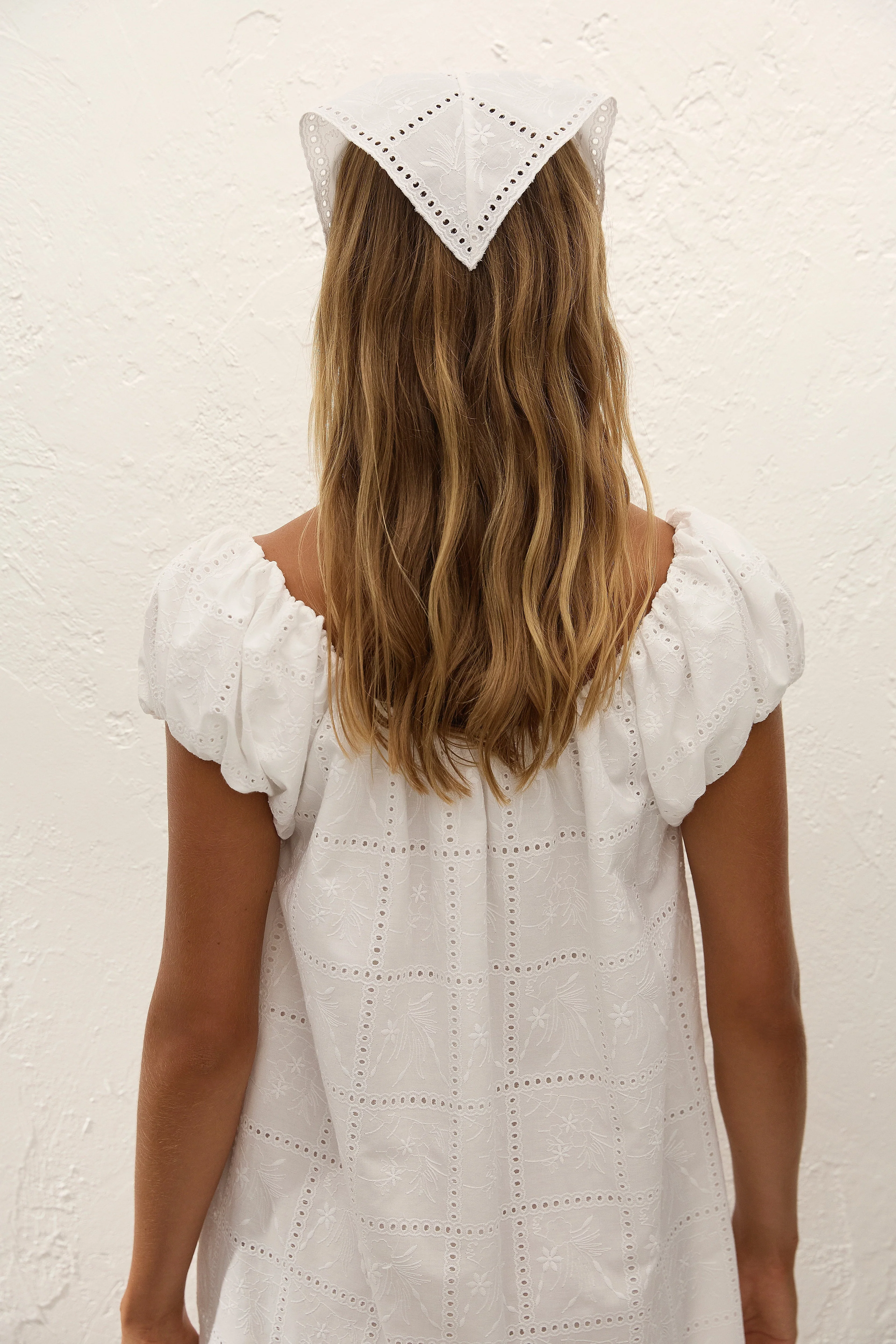 Faithfull - Clementina Head Scarf Handkerchief Broderie White - Image 2